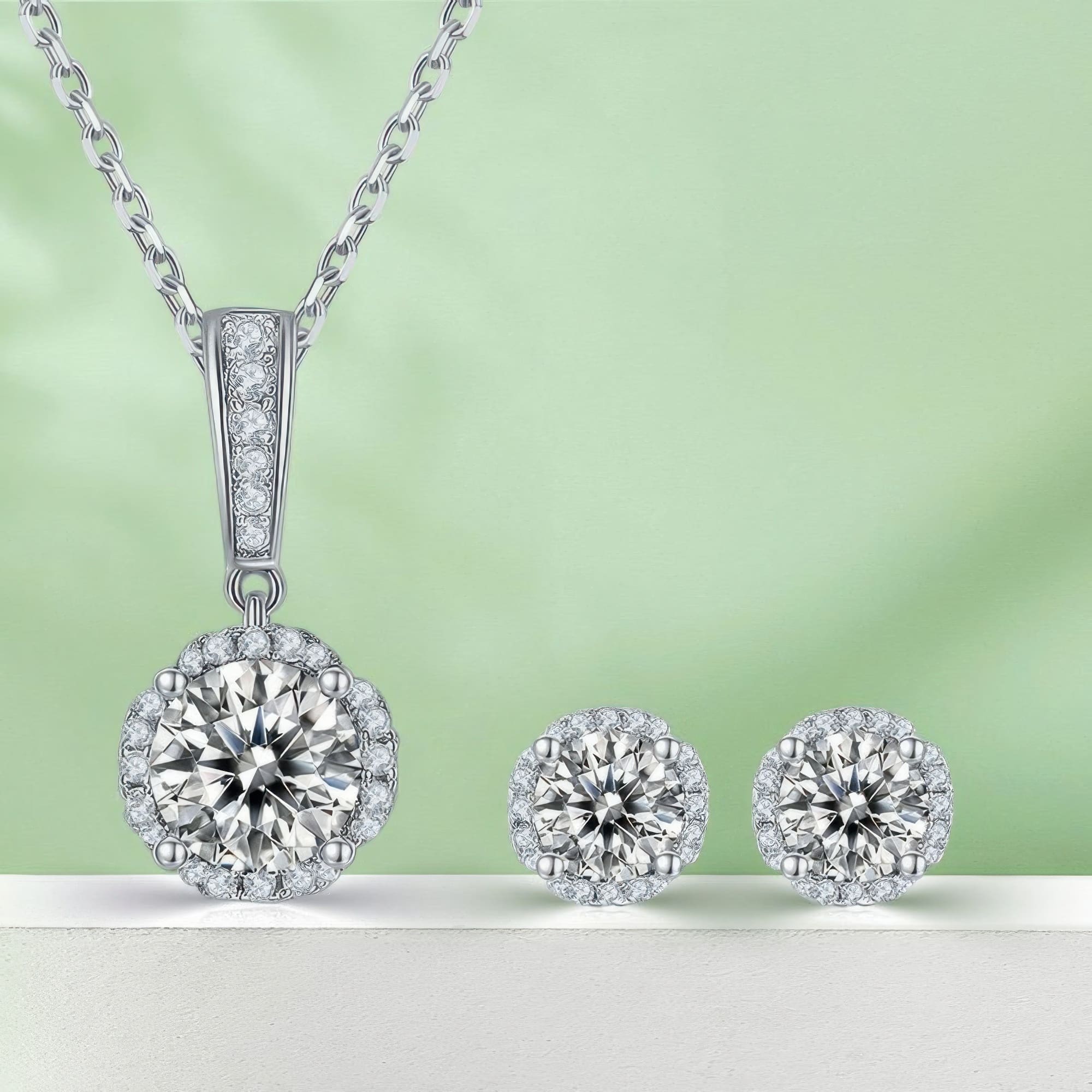 Moissanite Floral Jewelry Set | Elegant 1.5-3ct Necklace & Earring Collection - Image 7