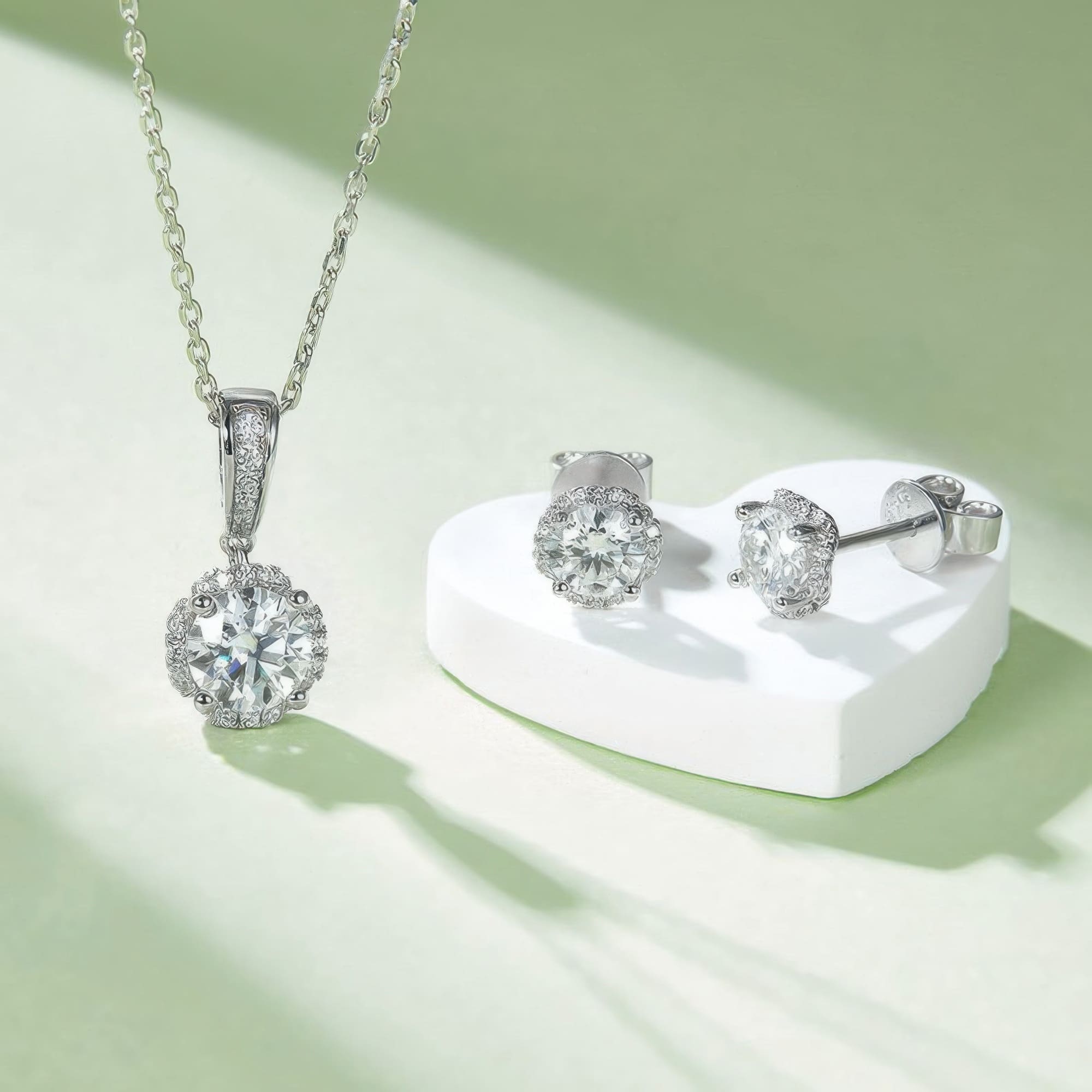 Moissanite Floral Jewelry Set | Elegant 1.5-3ct Necklace & Earring Collection - Image 3