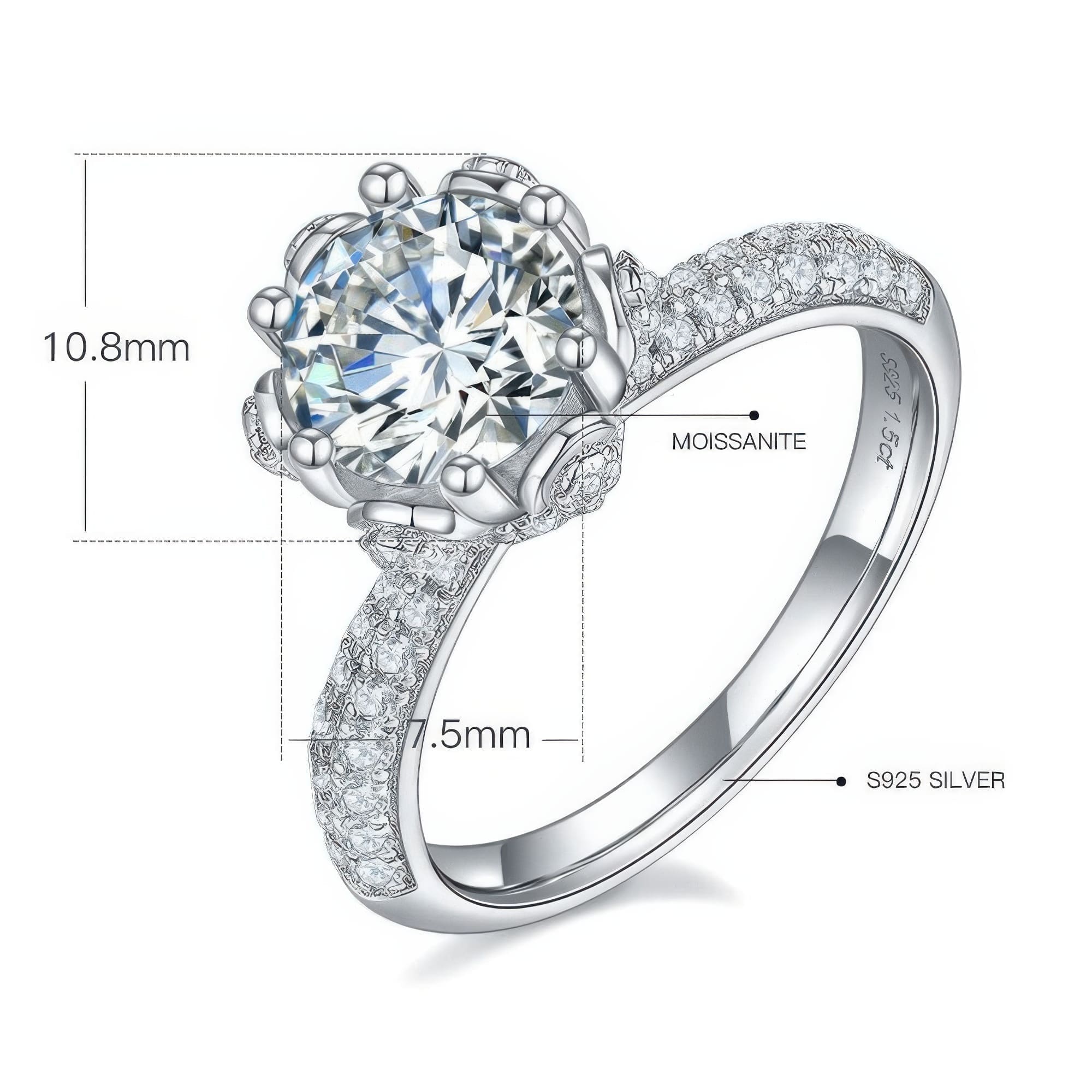 1.5ct Floral Moissanite Statement Ring - Image 6