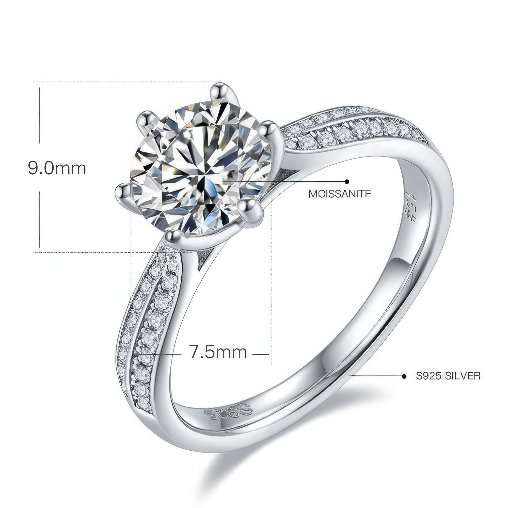1.5ct Starlight Moissanite Statement Ring - Image 6