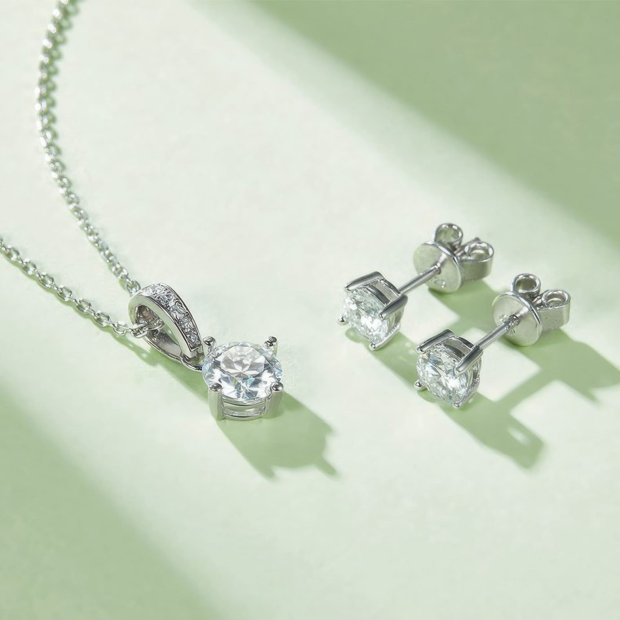 4-Prong Round Cut Moissanite Jewelry Set | 925 Silver Geometric Jewelry - Image 3