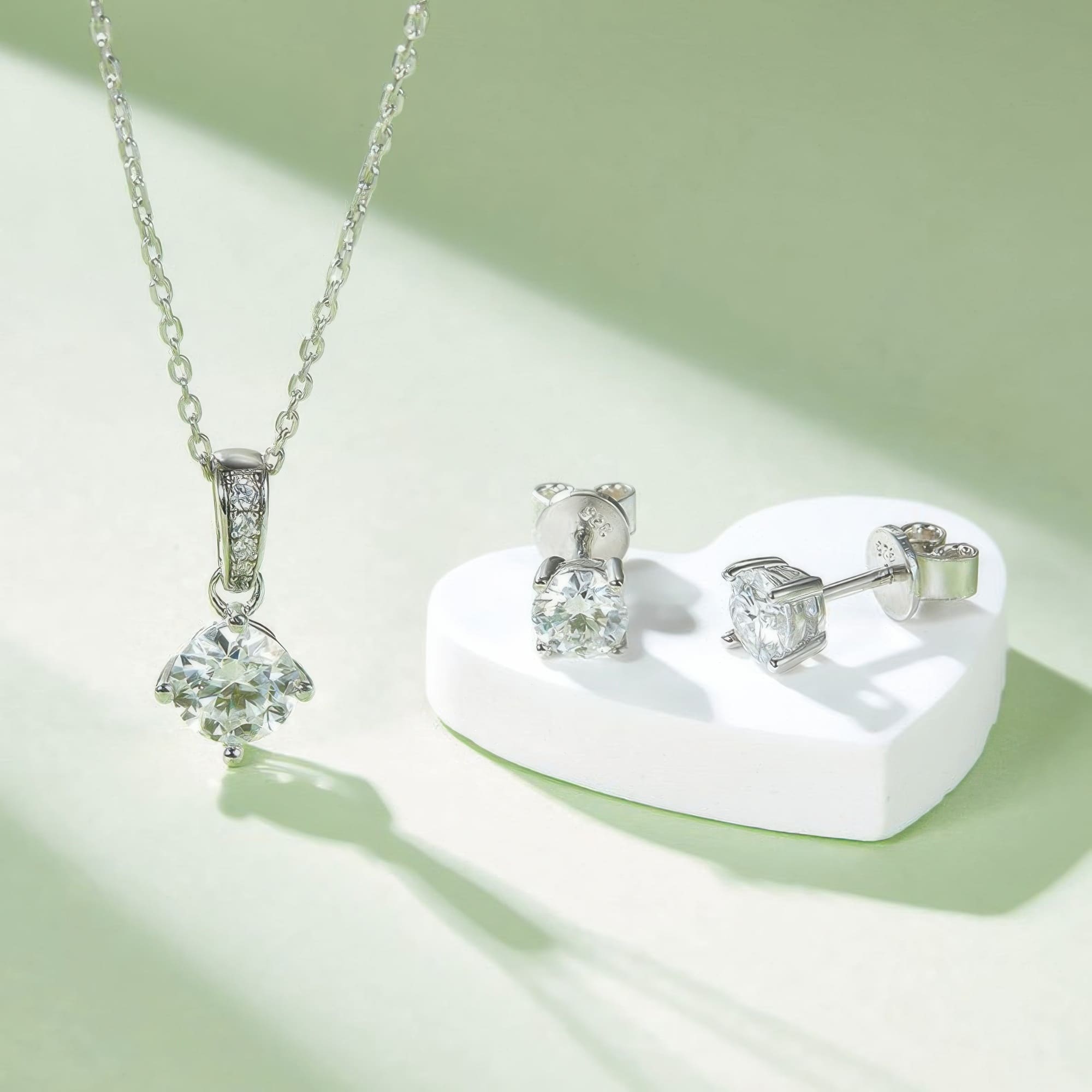 4-Prong Round Cut Moissanite Jewelry Set | 925 Silver Geometric Jewelry - Image 2
