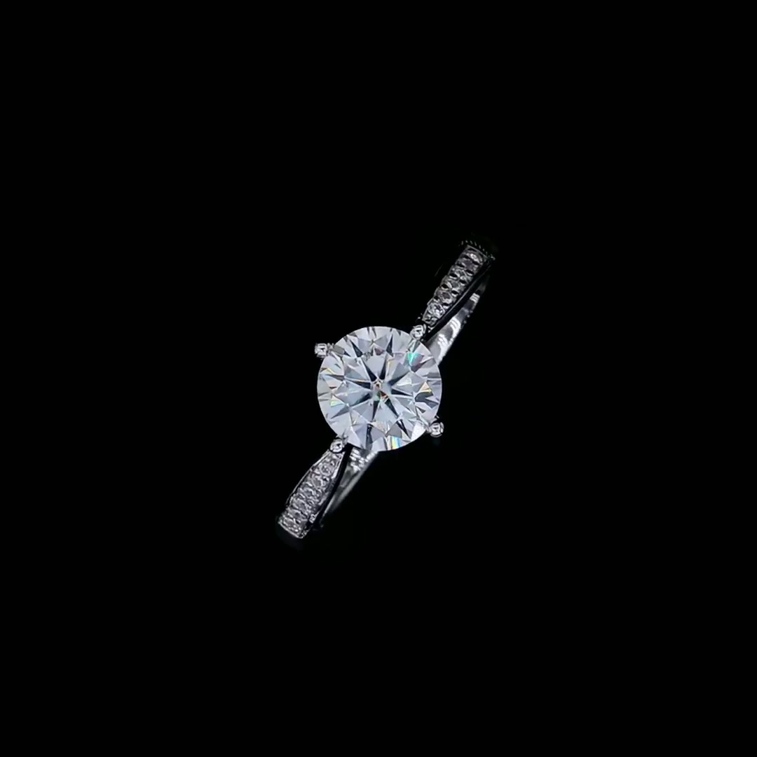 4-Prong Round Cut Moissanite Jewelry Set | 925 Silver Geometric Jewelry product video thumbnail
