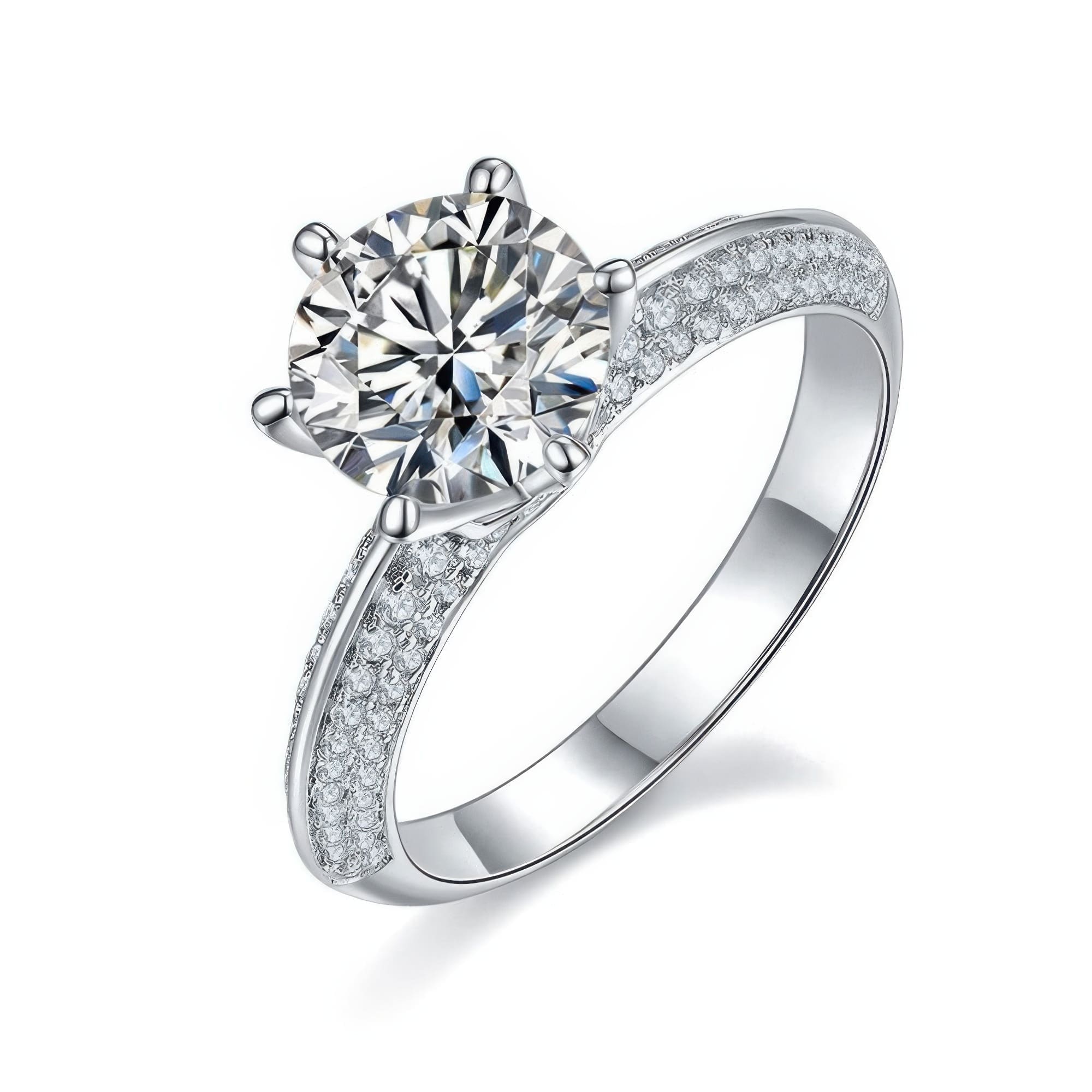 2 Carat Brilliant Cut Moissanite Statement Ring