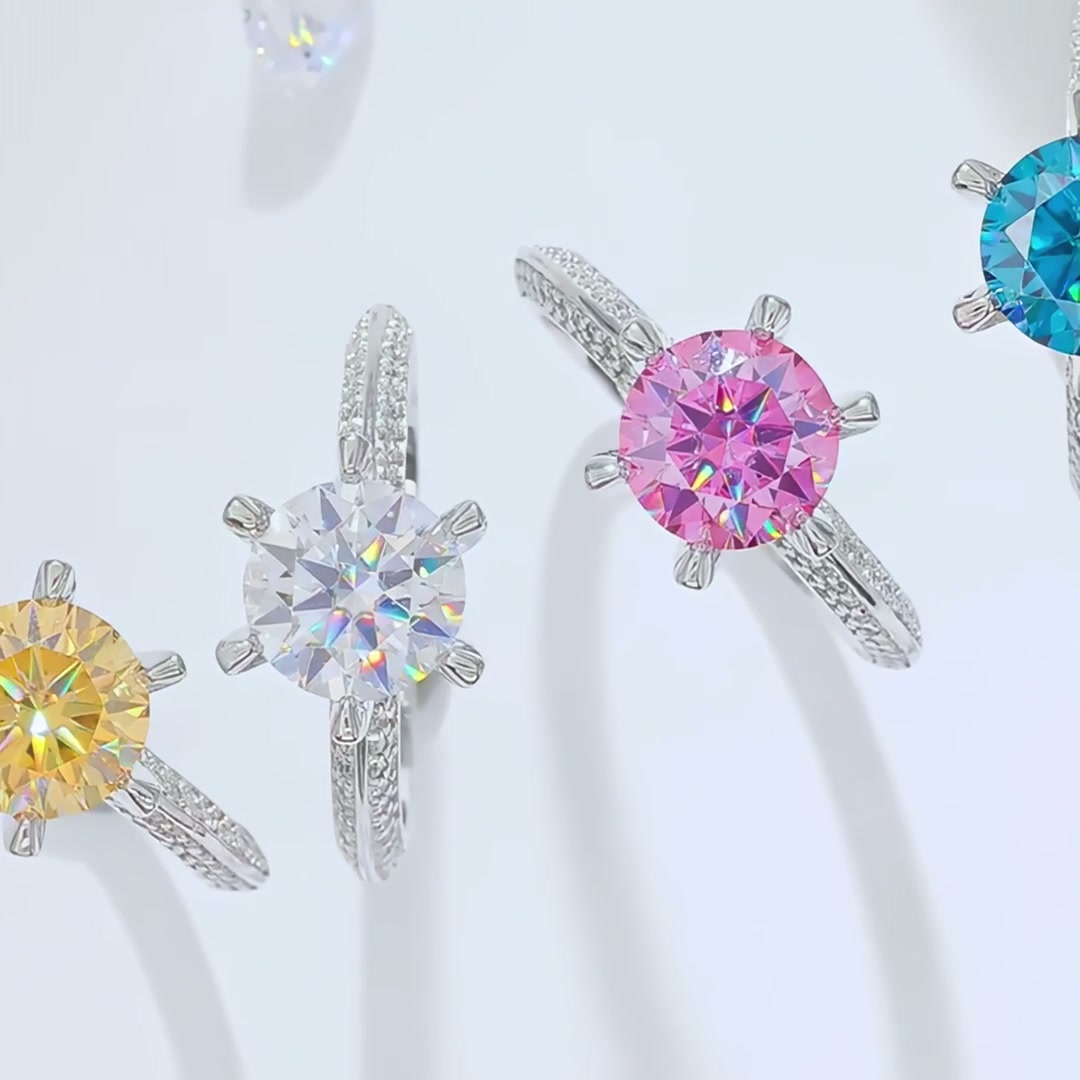 2 Carat Brilliant Cut Moissanite Statement Ring product video thumbnail