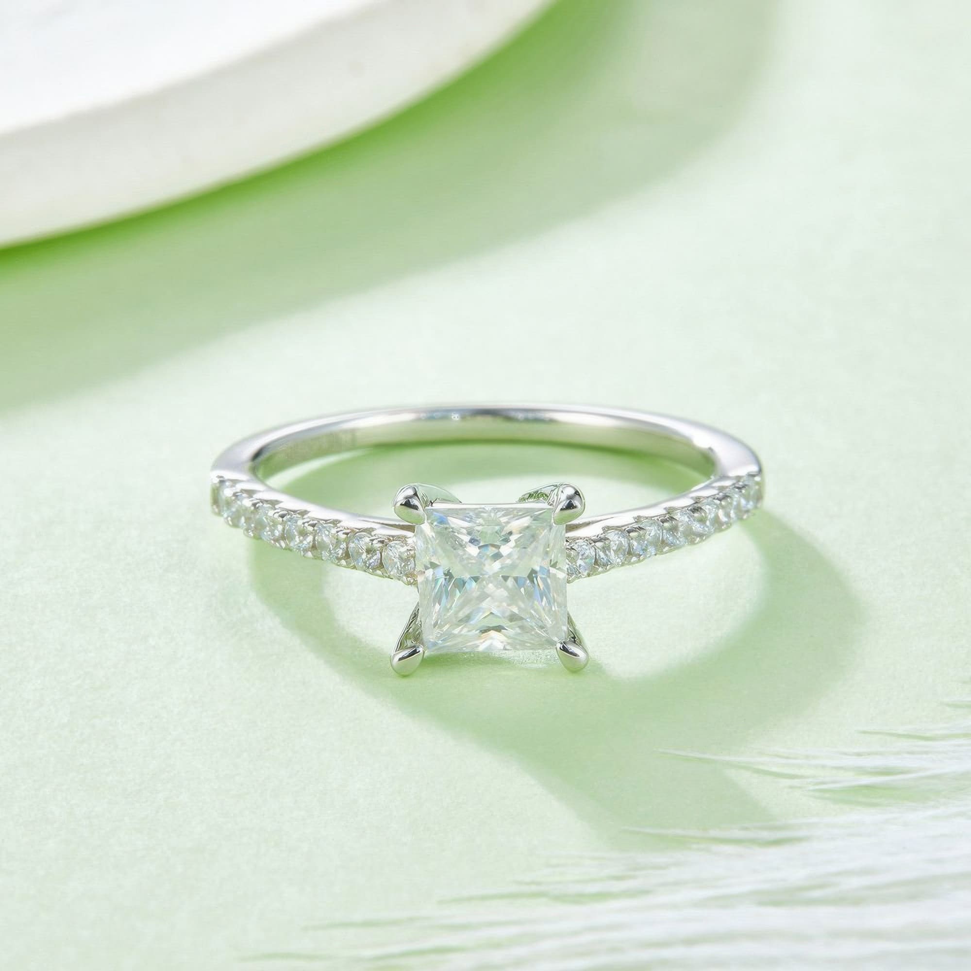 1ct Square Moissanite Statement Ring | Modern Geometric Design - Image 2