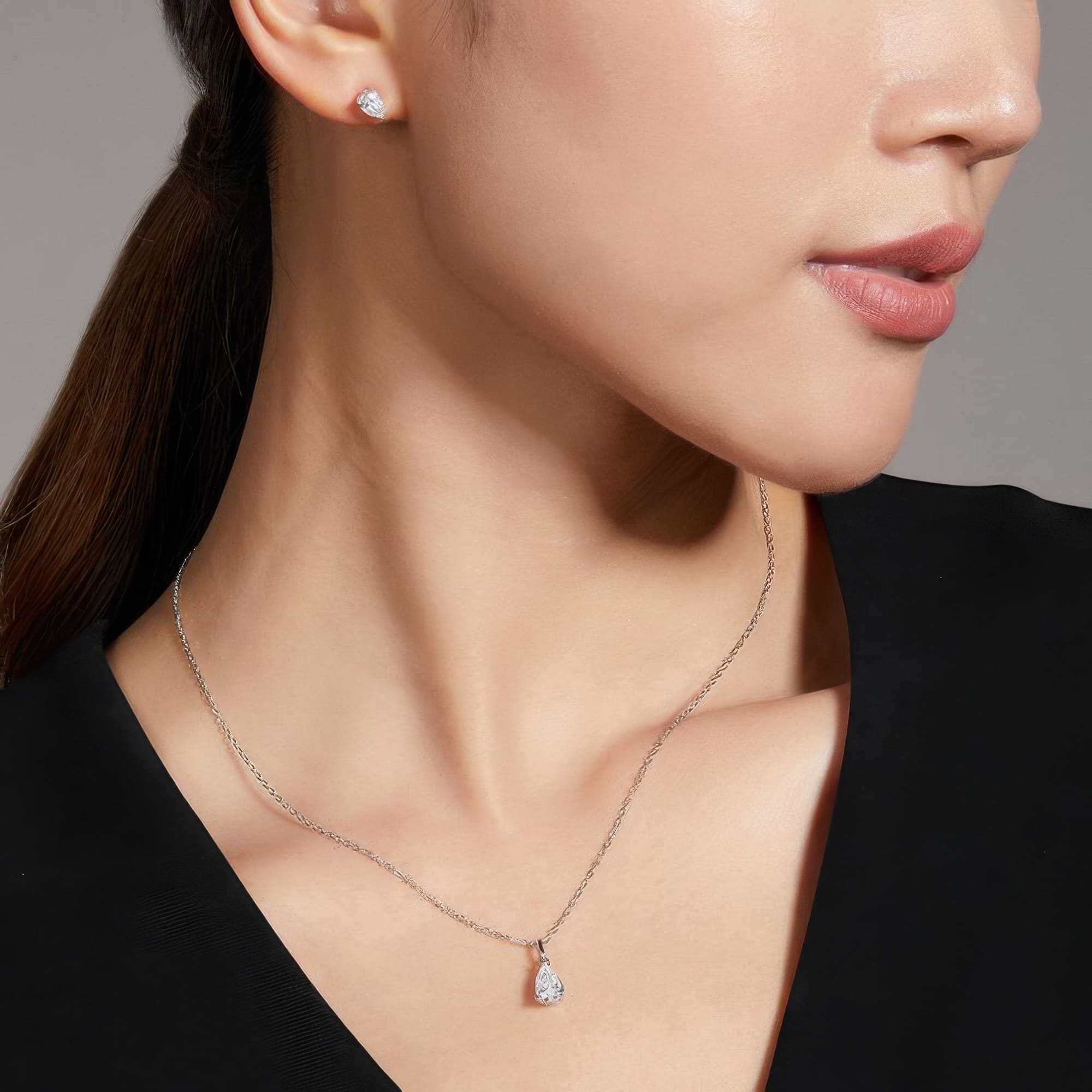 Pear Moissanite Jewelry Set | 1.5 TCW Teardrop Necklace Earring Set 925 Silver - Image 2