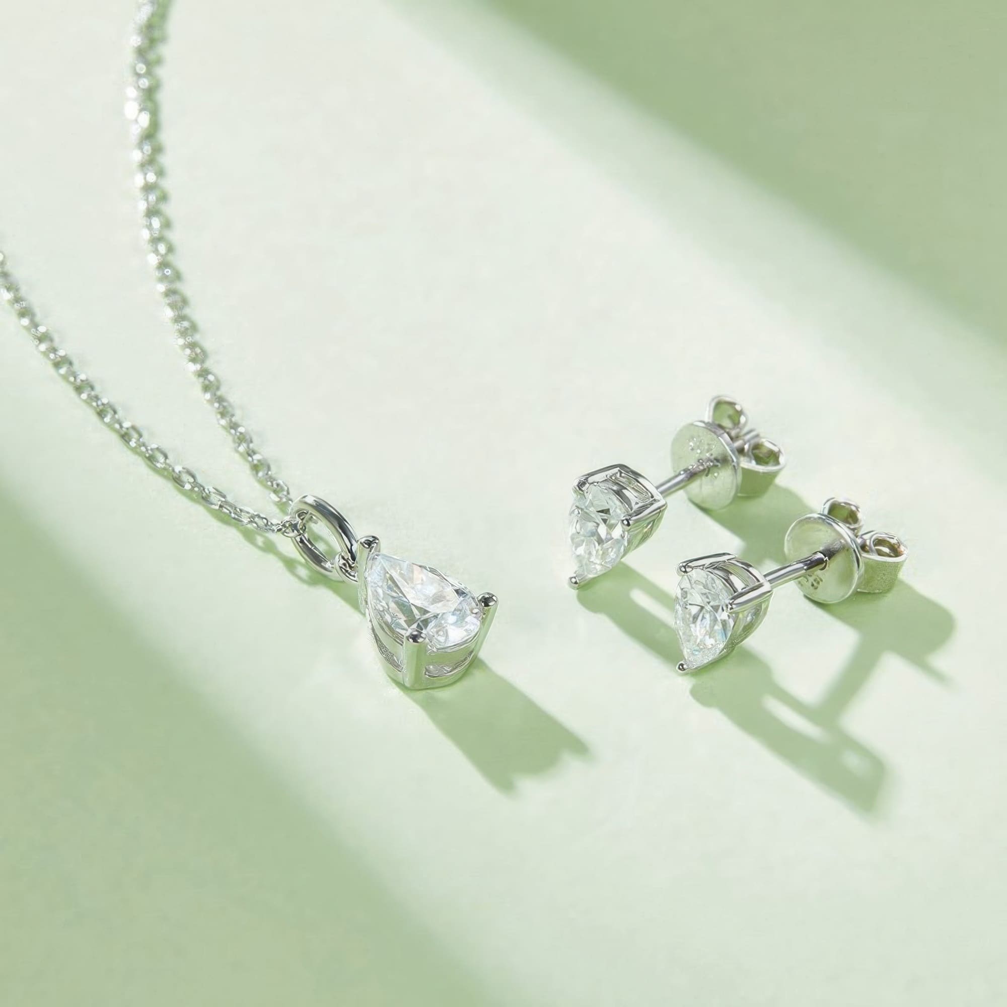 Pear Moissanite Jewelry Set | 1.5 TCW Teardrop Necklace Earring Set 925 Silver - Image 4