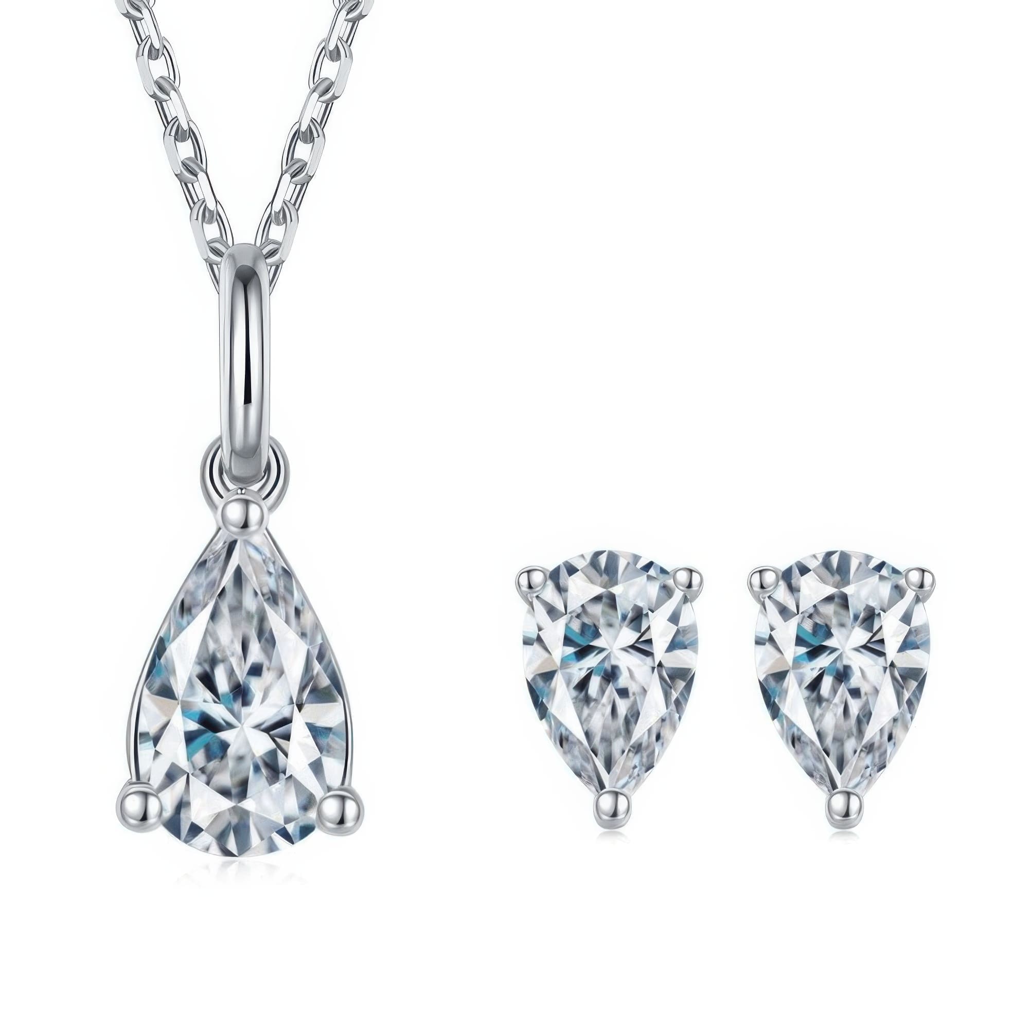 Pear Moissanite Jewelry Set | 1.5 TCW Teardrop Necklace Earring Set 925 Silver