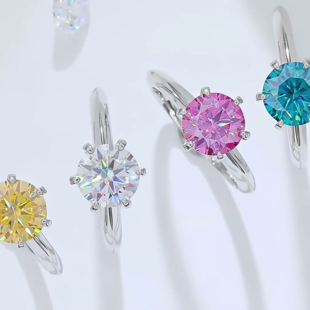 2ct Moissanite Engagement Ring | 6-Prong Classic T-Style Ring product video thumbnail