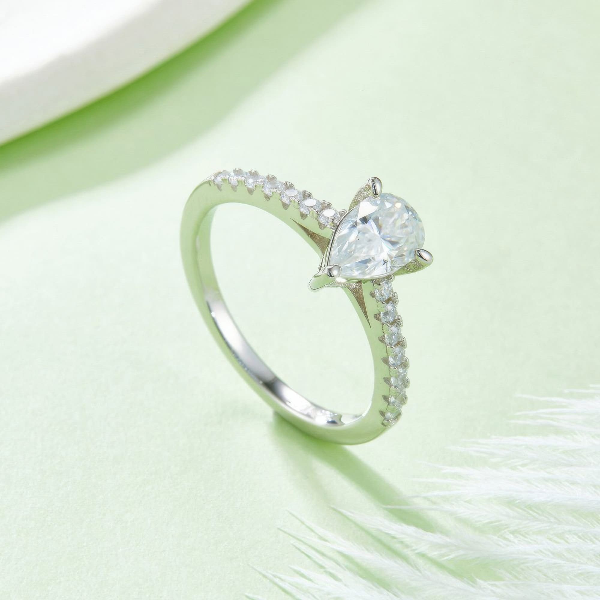 1ct Pear Moissanite Ring | 925 Silver D-Color - Image 3