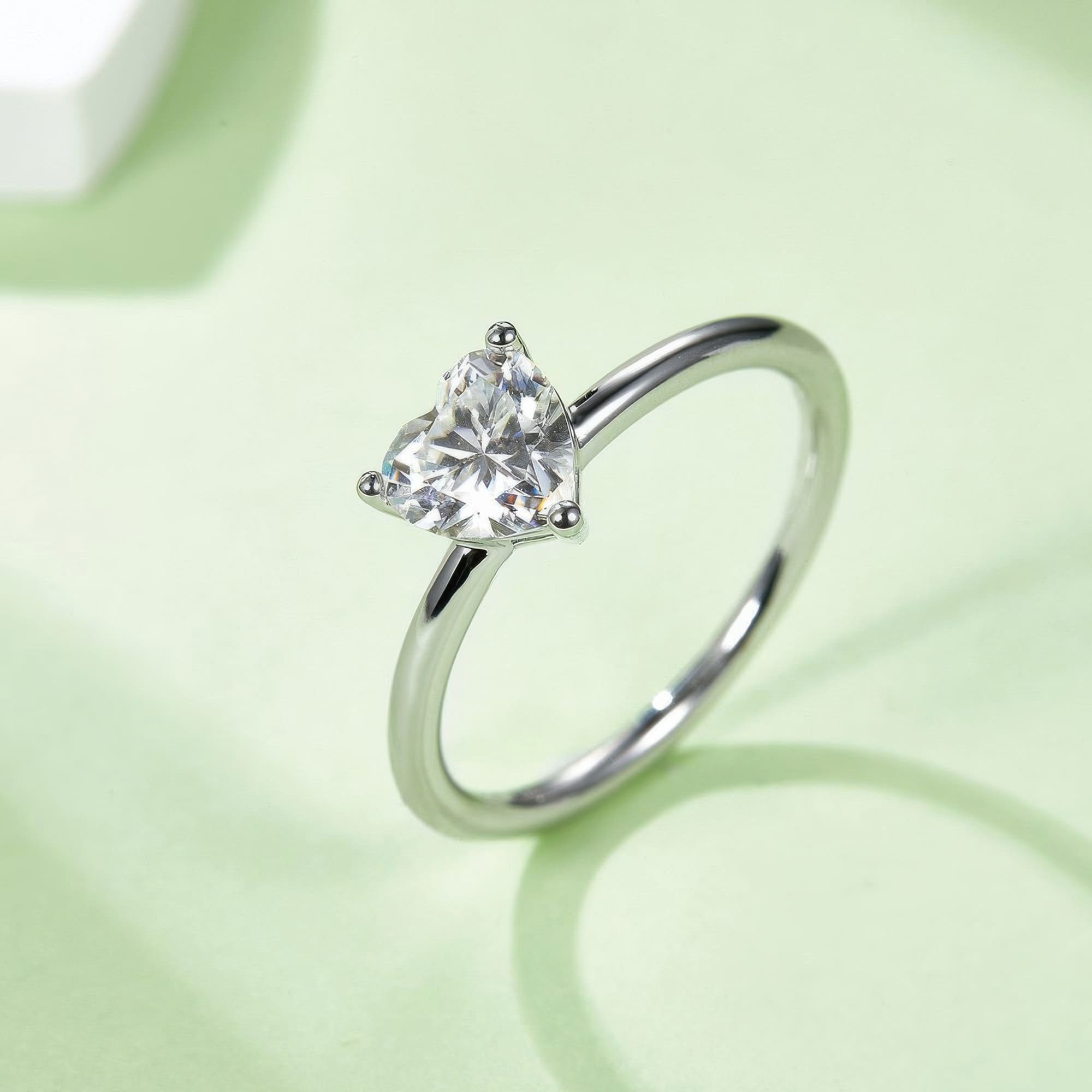 Heart-shaped Sterling Silver Moissanite Ring - alternate view