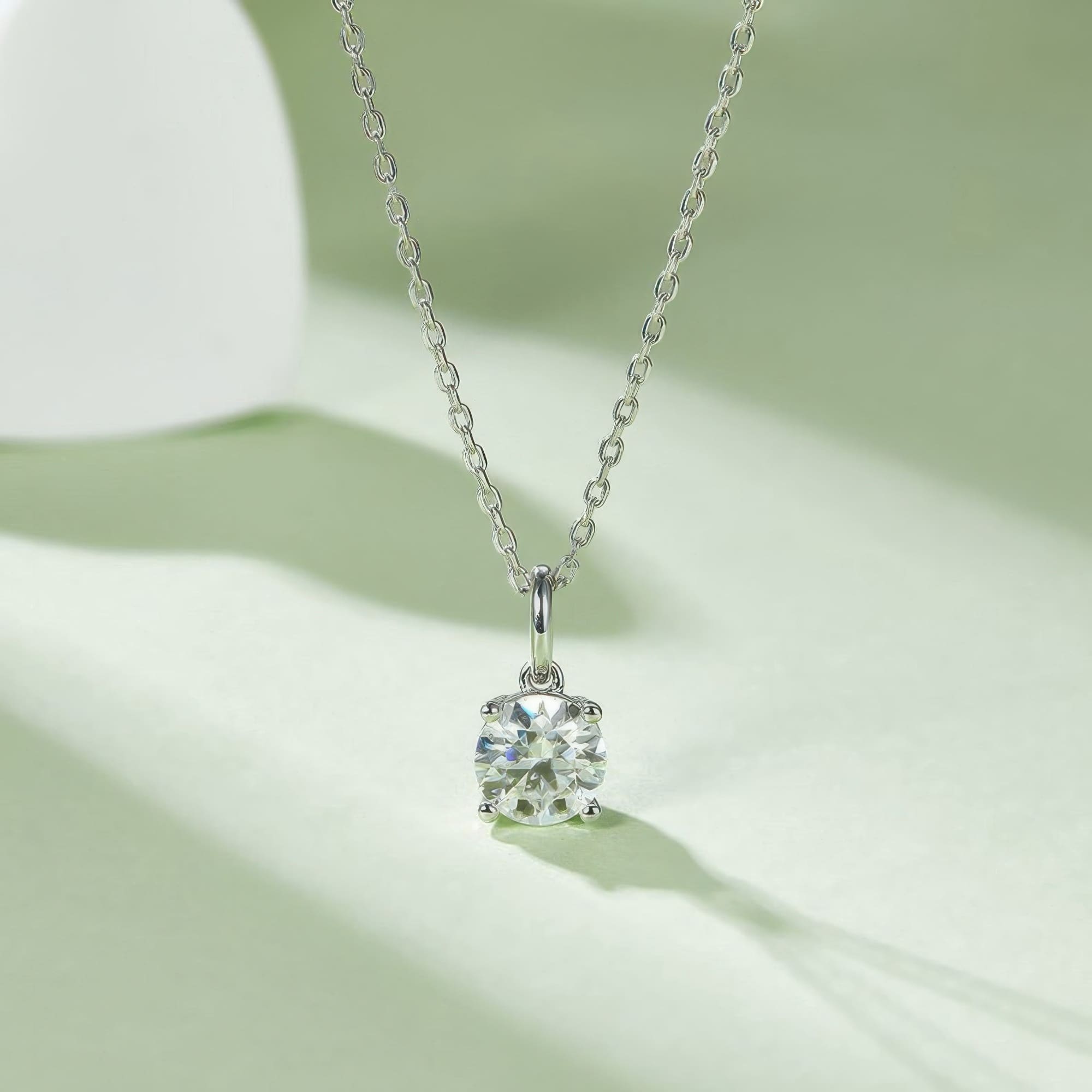 Modern Round Moissanite Necklace Earrings Set | 925 Sterling Silver Geometric Jewelry Set - Image 5