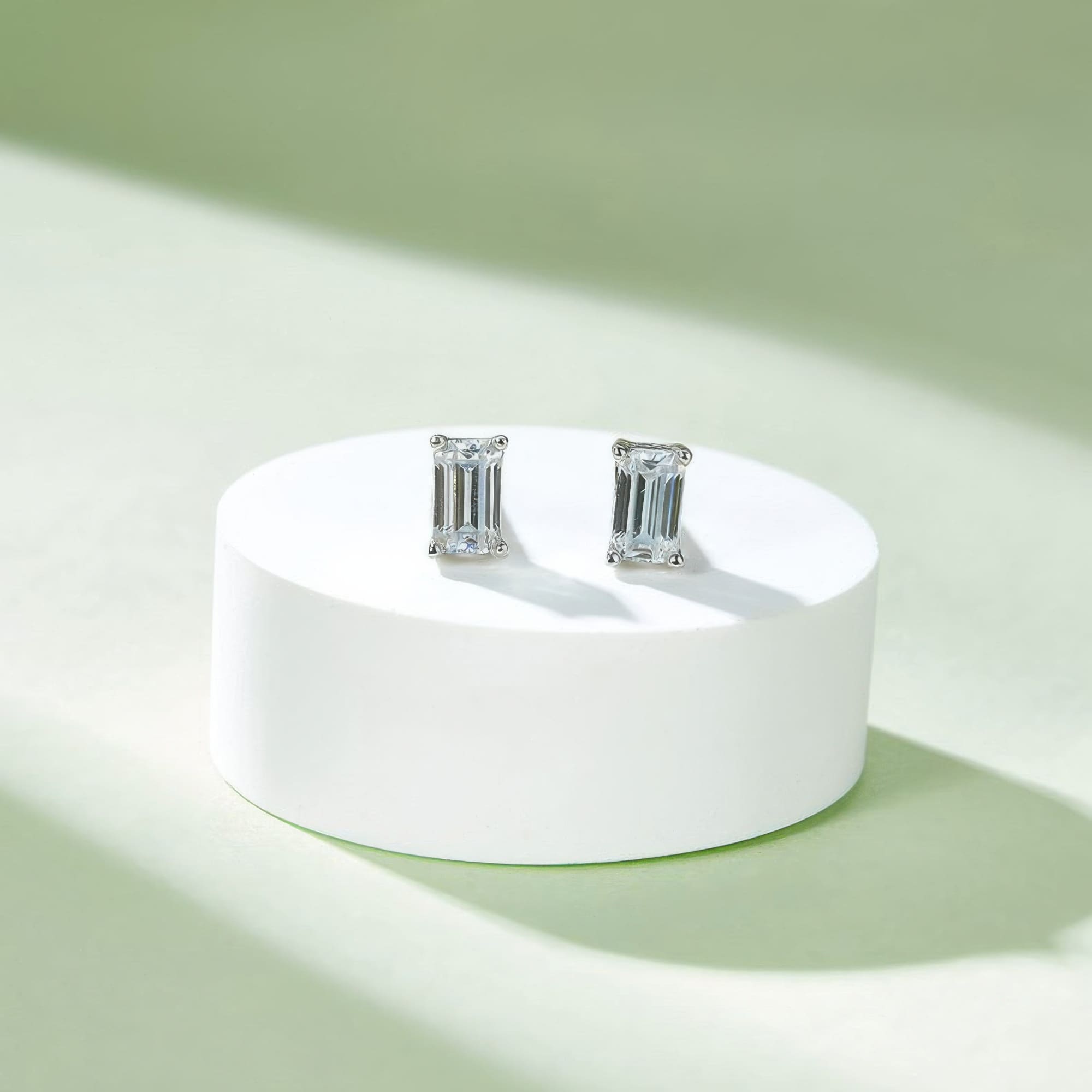 Rectangle Moissanite Jewelry Set | Modern Geometric Necklace & Earrings Set 925 Silver - Image 6