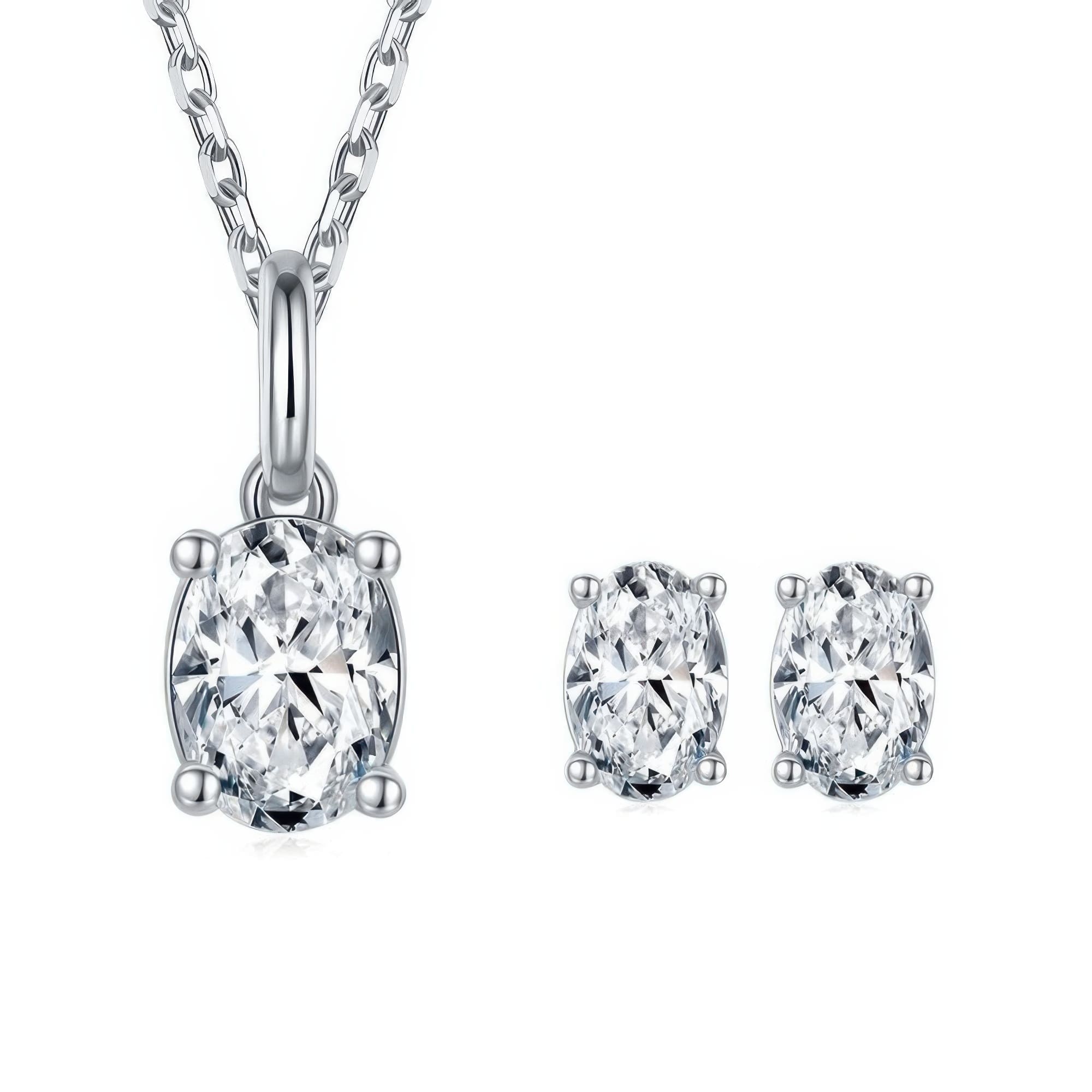 Oval Moissanite Jewelry Set | 1.5 CTW Geometric Design 925 Sterling Silver