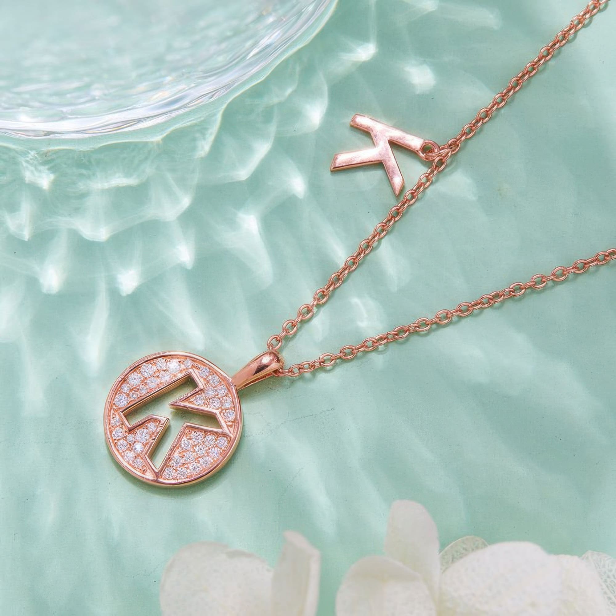 Initial K Moissanite Necklace | 925 Sterling Silver Rose Gold Plated Pendant - Image 2