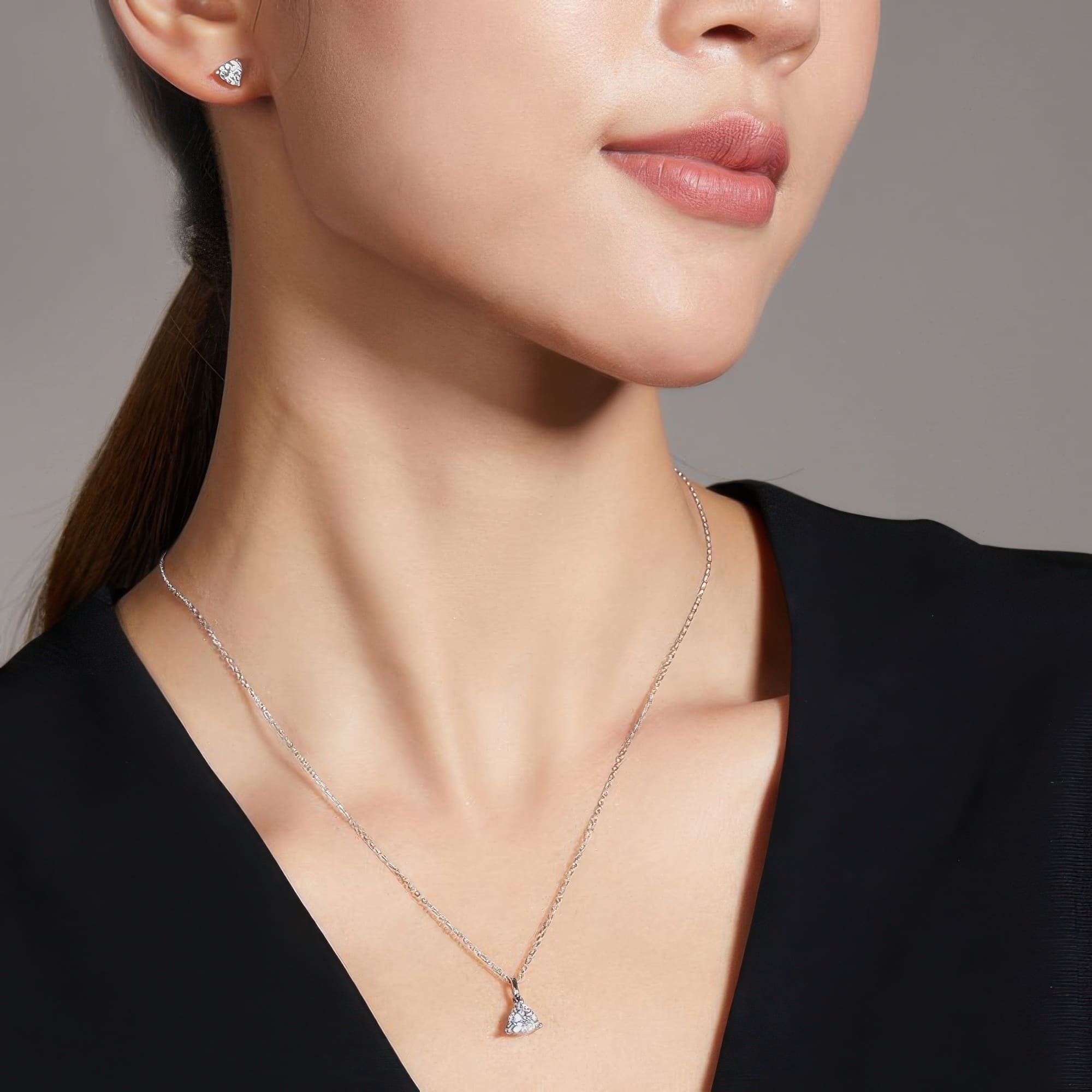 Triangle Moissanite Jewelry Set | Geometric D Color 1.5ct Necklace Earrings 925 Silver - Image 2