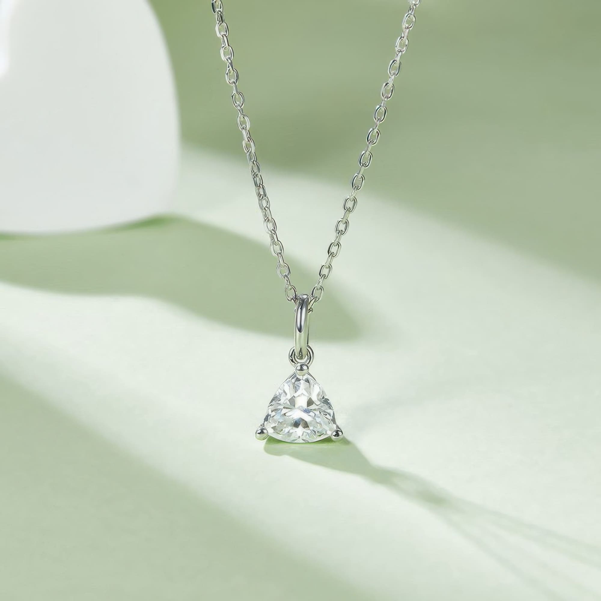Triangle Moissanite Jewelry Set | Geometric D Color 1.5ct Necklace Earrings 925 Silver - Image 4