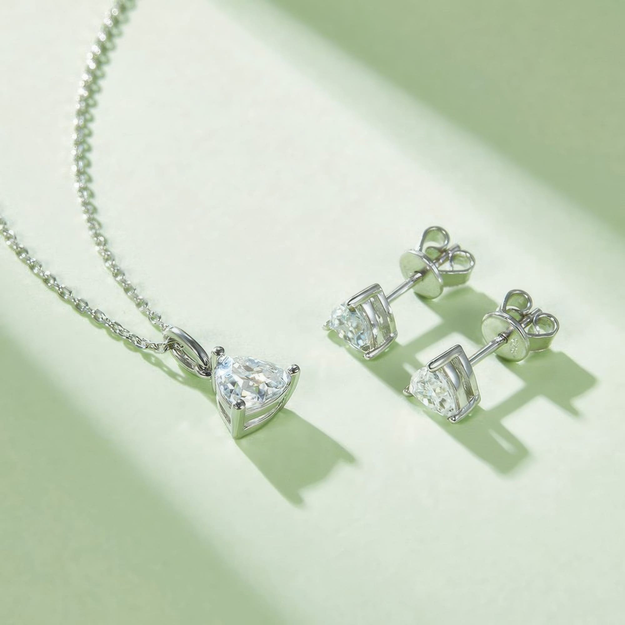 Triangle Moissanite Jewelry Set | Geometric D Color 1.5ct Necklace Earrings 925 Silver - Image 6