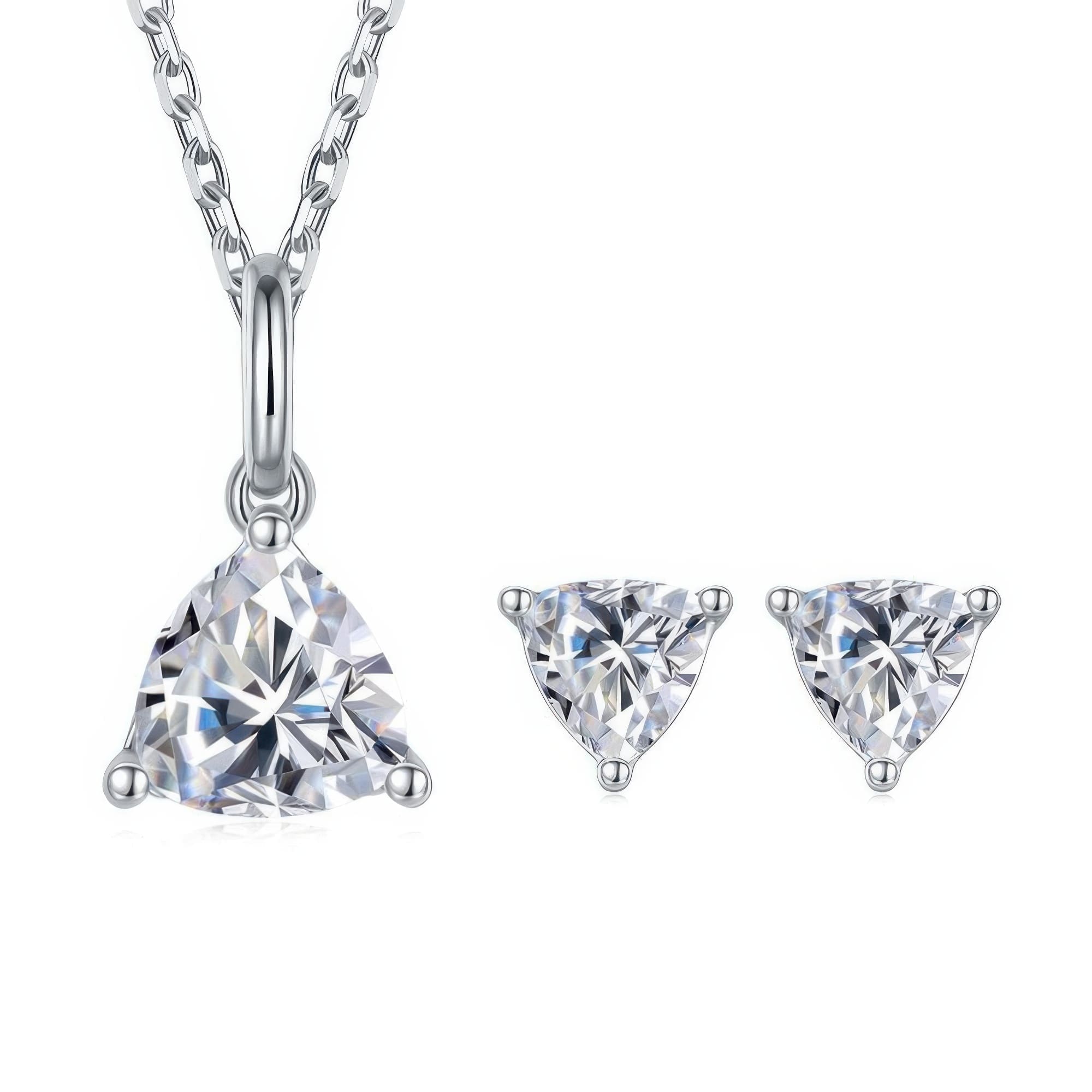 Triangle Moissanite Jewelry Set | Geometric D Color 1.5ct Necklace Earrings 925 Silver
