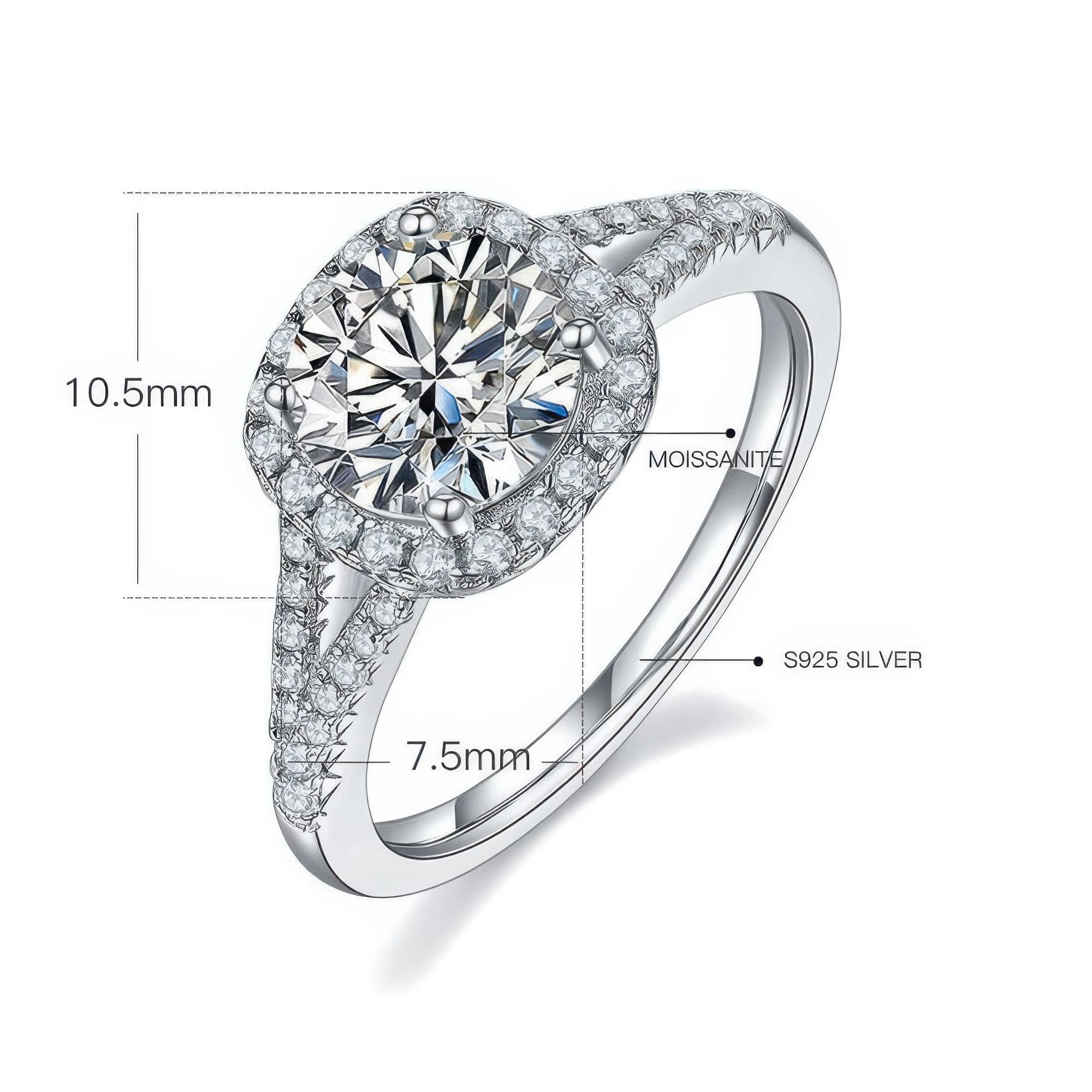 1.5ct Square Cut Moissanite Statement Ring |  Double Arm Design - Image 6