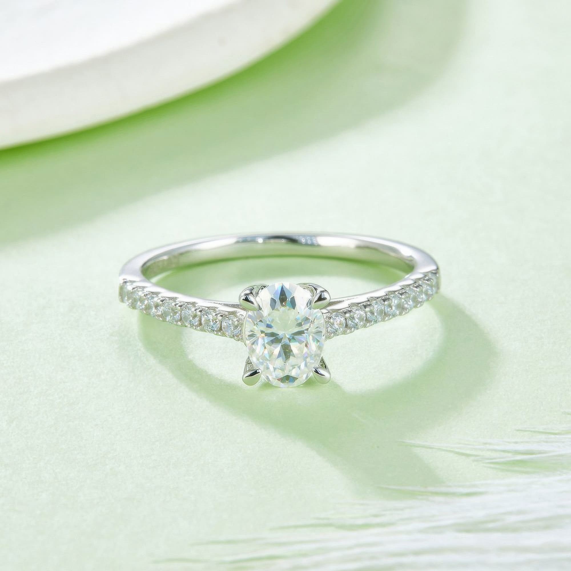 1CT Oval Moissanite Ring | D-Color Stone Geometric Design - Image 2