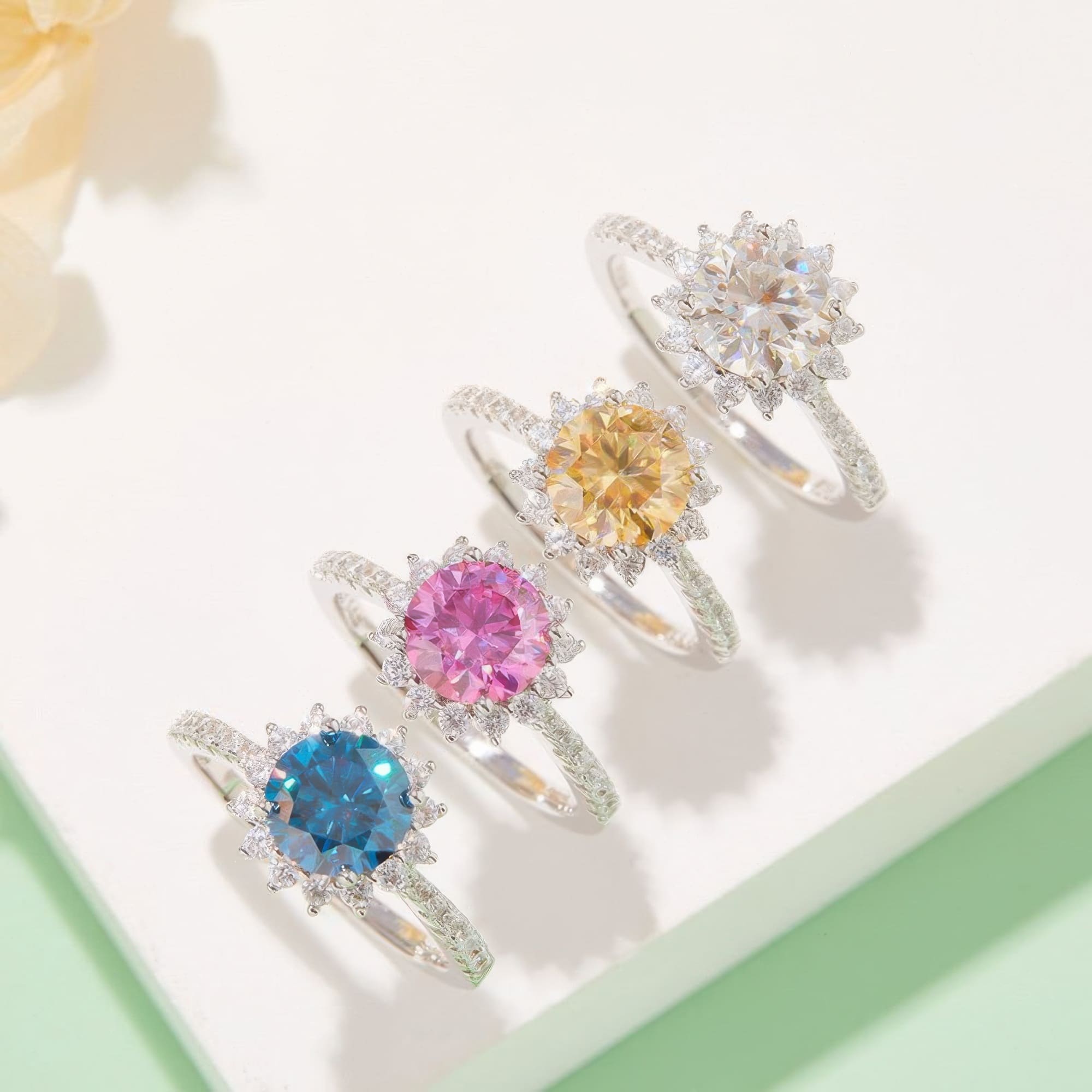 1.5ct Sunflower Moissanite Ring |  D Color Floral Statement Ring - Image 2