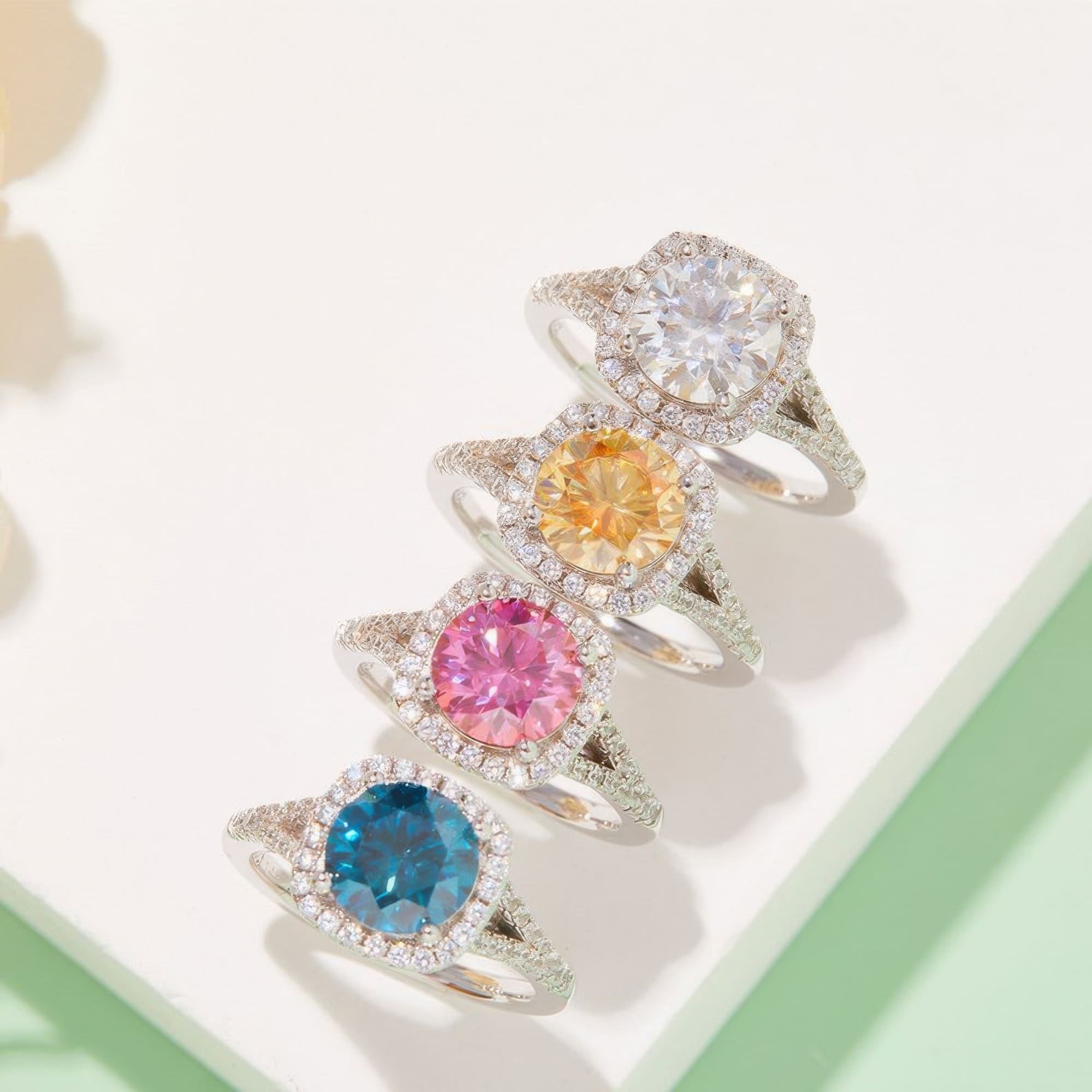 2 Carat Square Moissanite Statement Ring | Double Band Mesh Design - Image 2