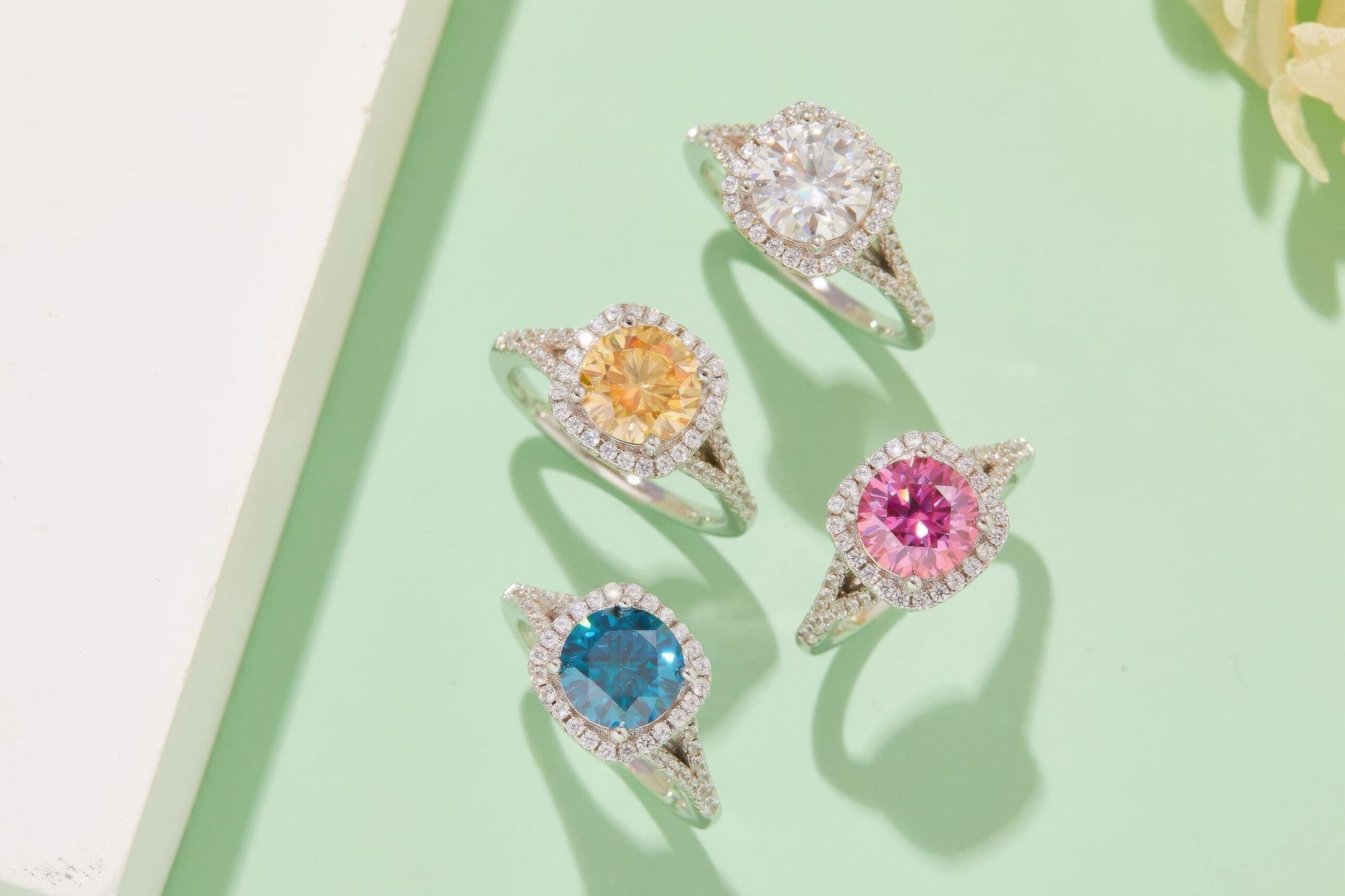 2 Carat Square Moissanite Statement Ring | Double Band Mesh Design - Image 3