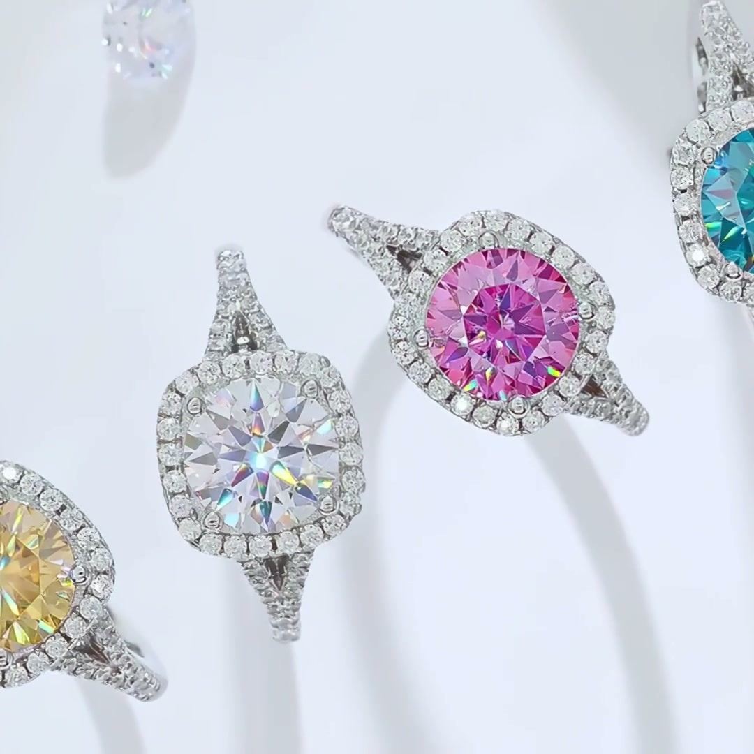 2 Carat Square Moissanite Statement Ring | Double Band Mesh Design product video thumbnail