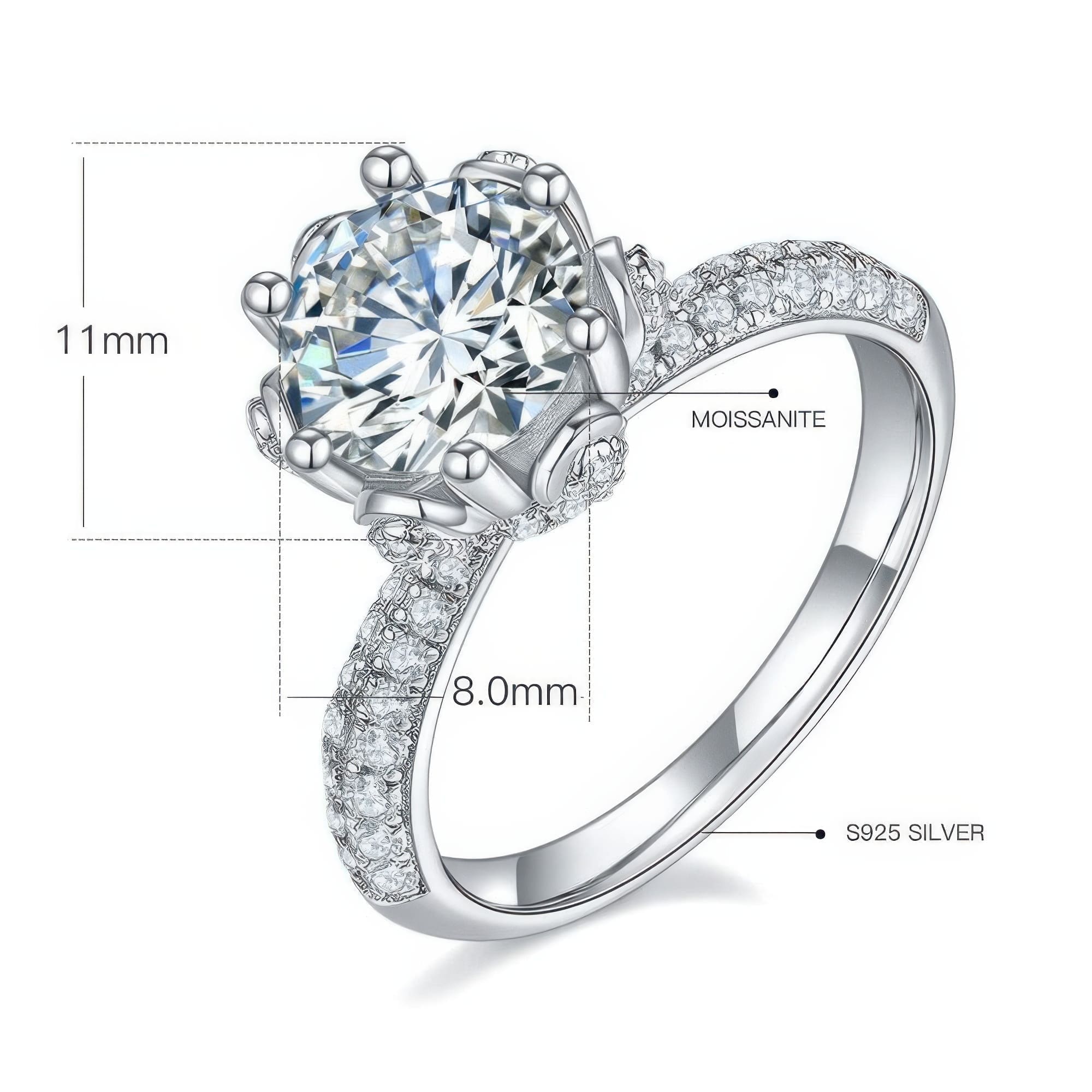 925 Silver Flower Goddess Moissanite Ring - Image 6