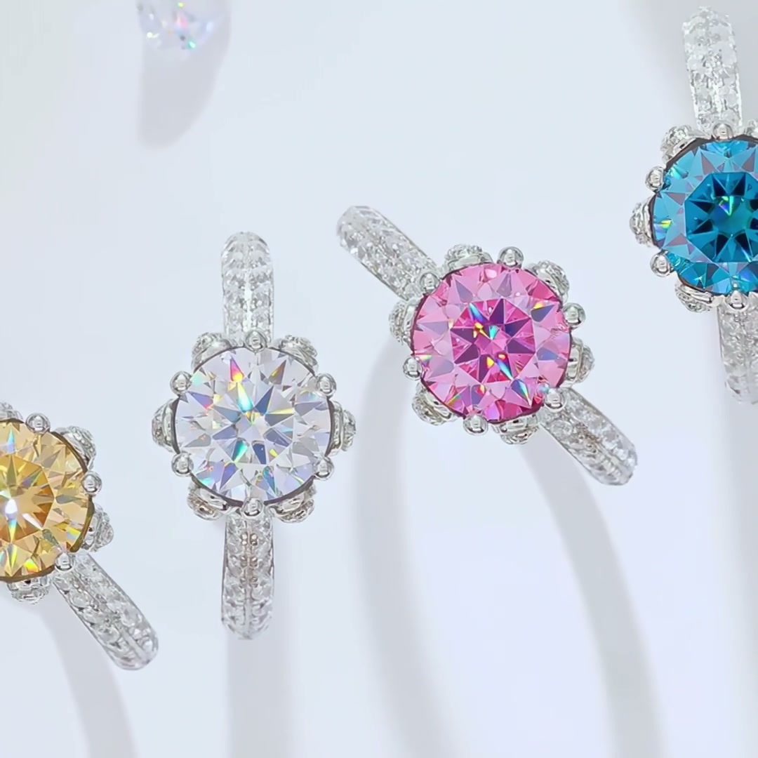 925 Silver Flower Goddess Moissanite Ring product video thumbnail