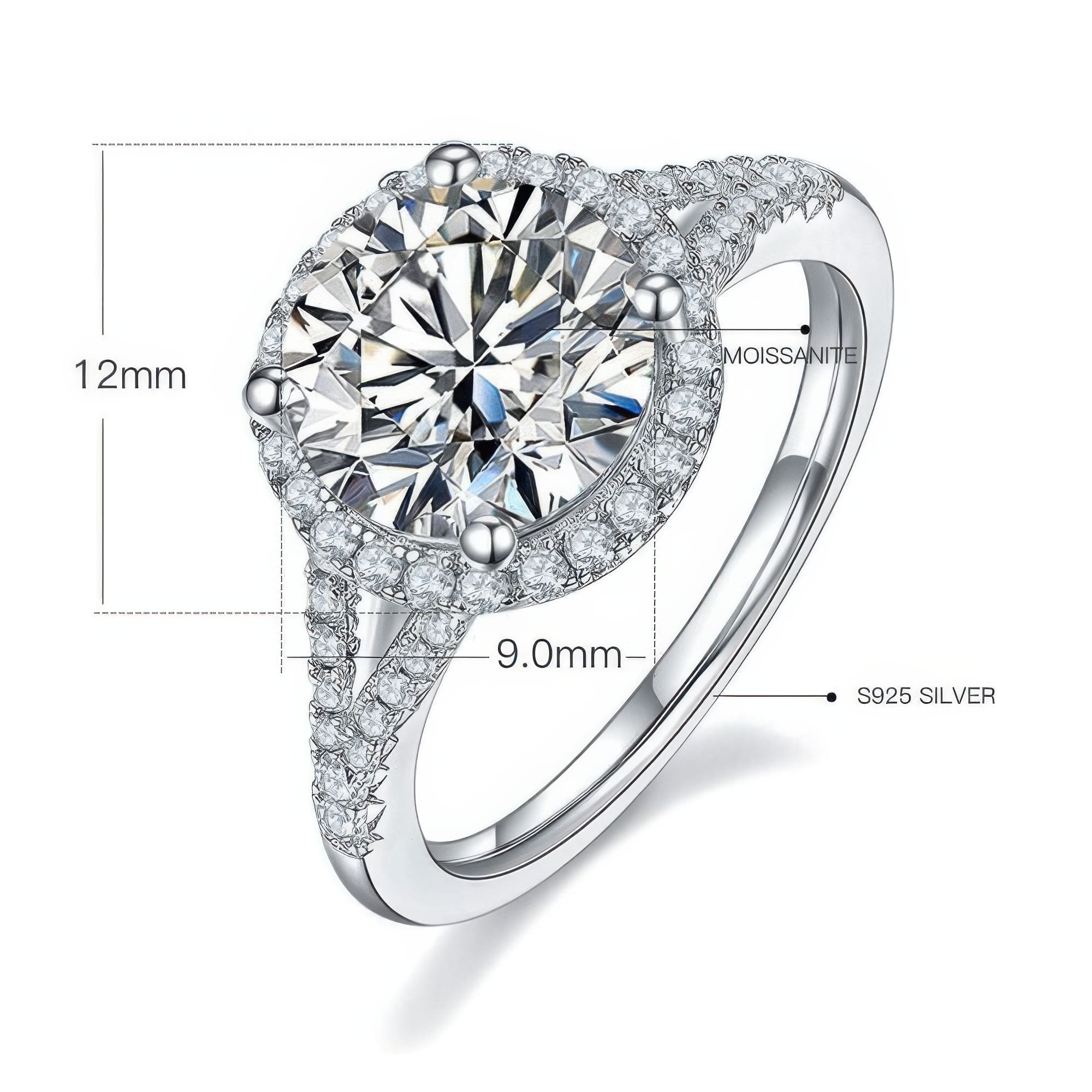 Vintage European 3CT Moissanite Ring | Double Band Bezel Setting - Image 6