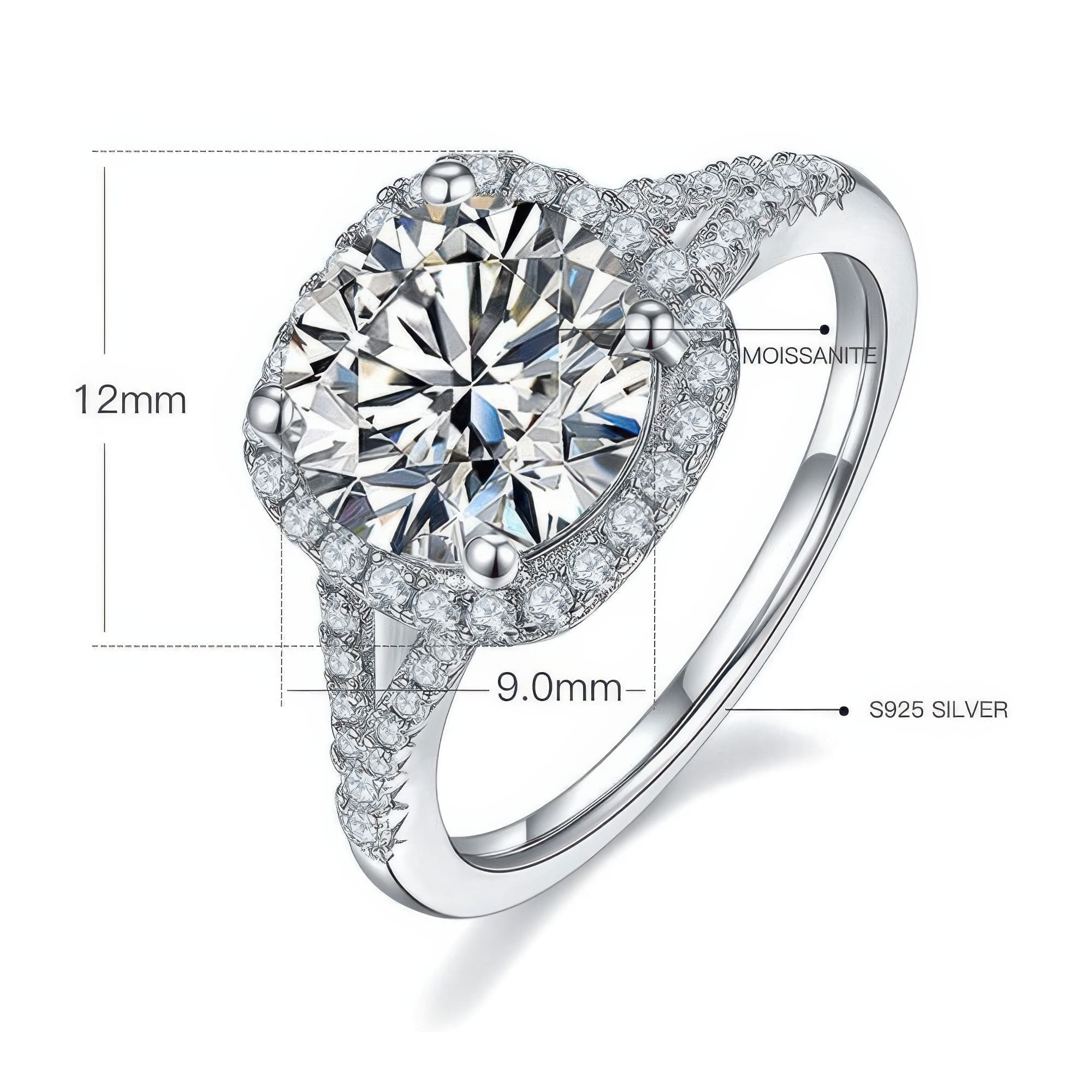 3 Carat Square Moissanite Ring | Double Band Design - Image 6
