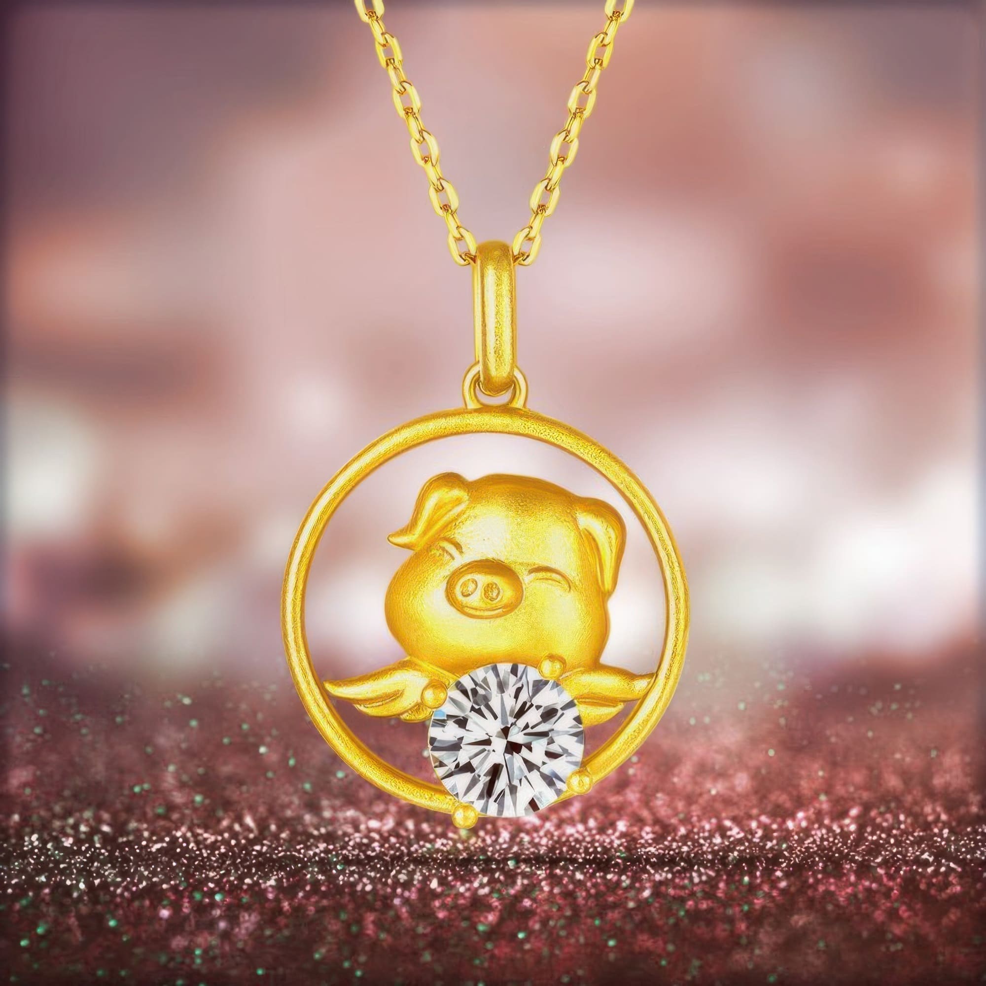 Chinese Zodiac Pig Moissanite Necklace | 22K Gold Plated 925 Silver | 1ct Moissanite Pendant - Image 5