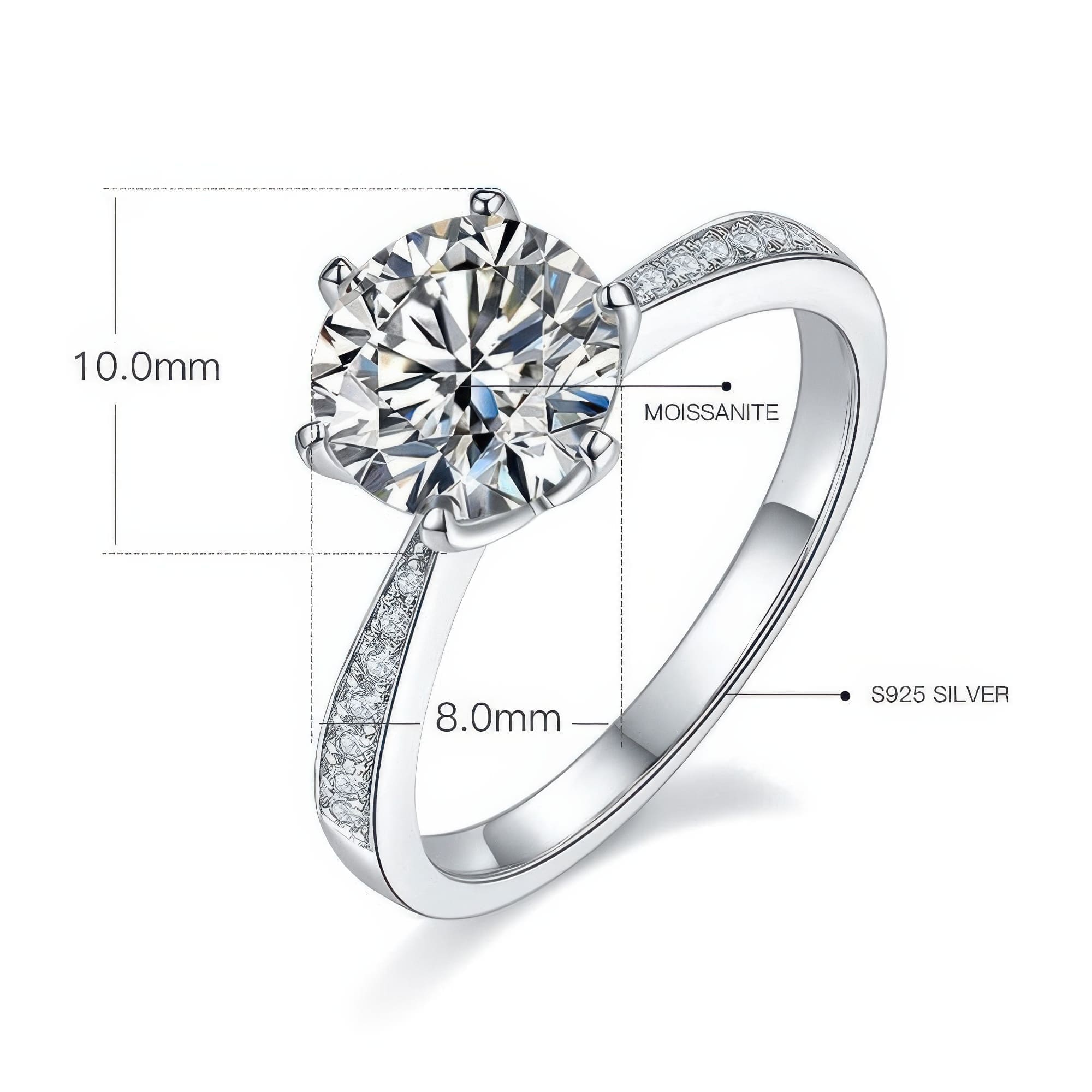 2 Carat Moissanite Statement Ring | Multi-Color Options | 925 Sterling Silver - Image 10