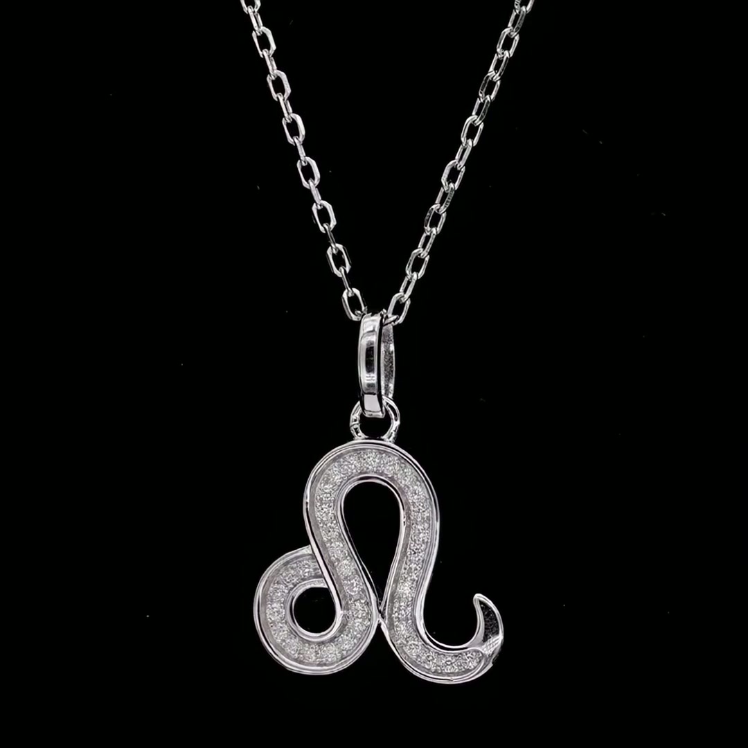 Leo Zodiac Moissanite Pendant | Minimalist Astrology Necklace Charm product video thumbnail