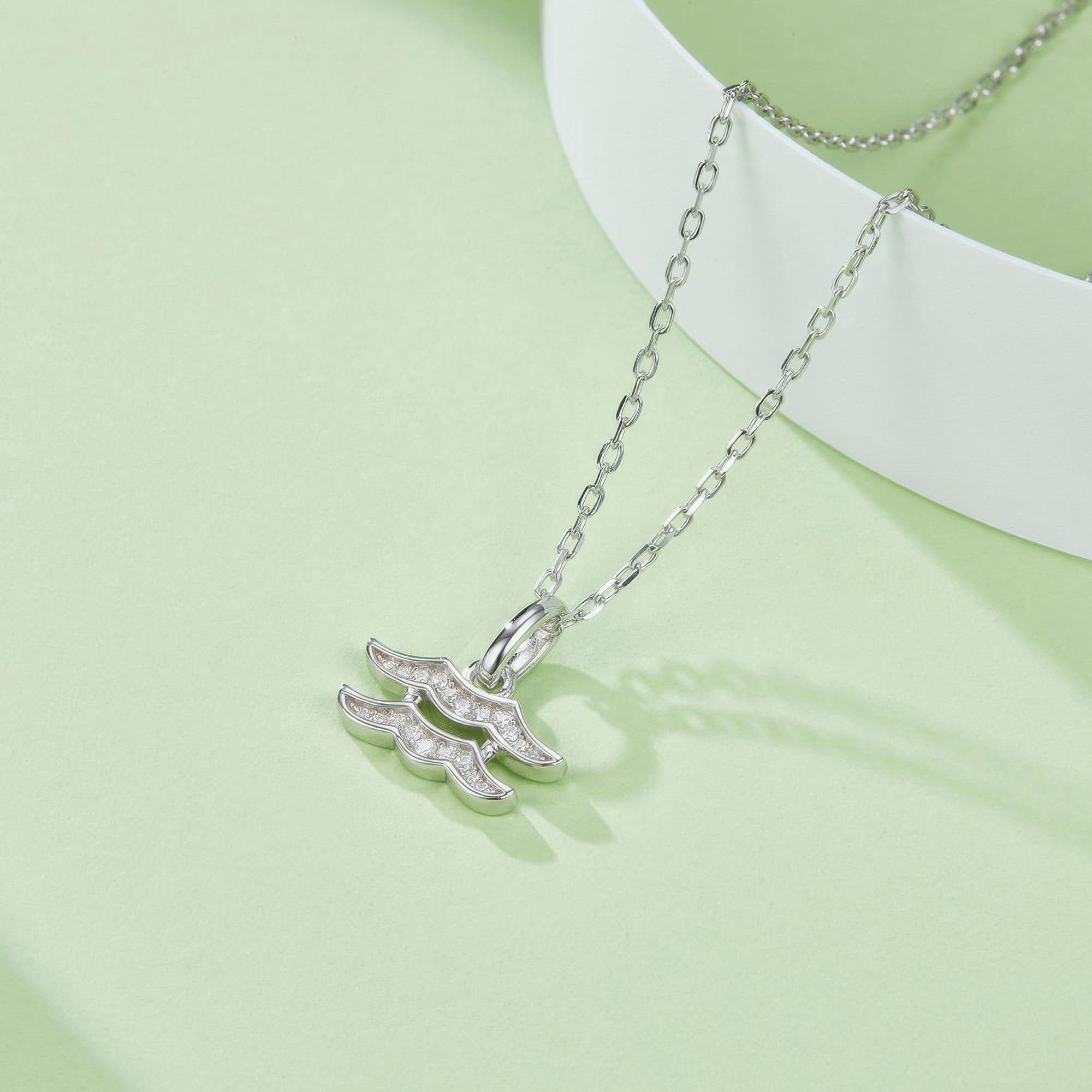 Moissanite Aquarius Zodiac Necklace | Minimalist Constellation Pendant for Men Women - Image 2