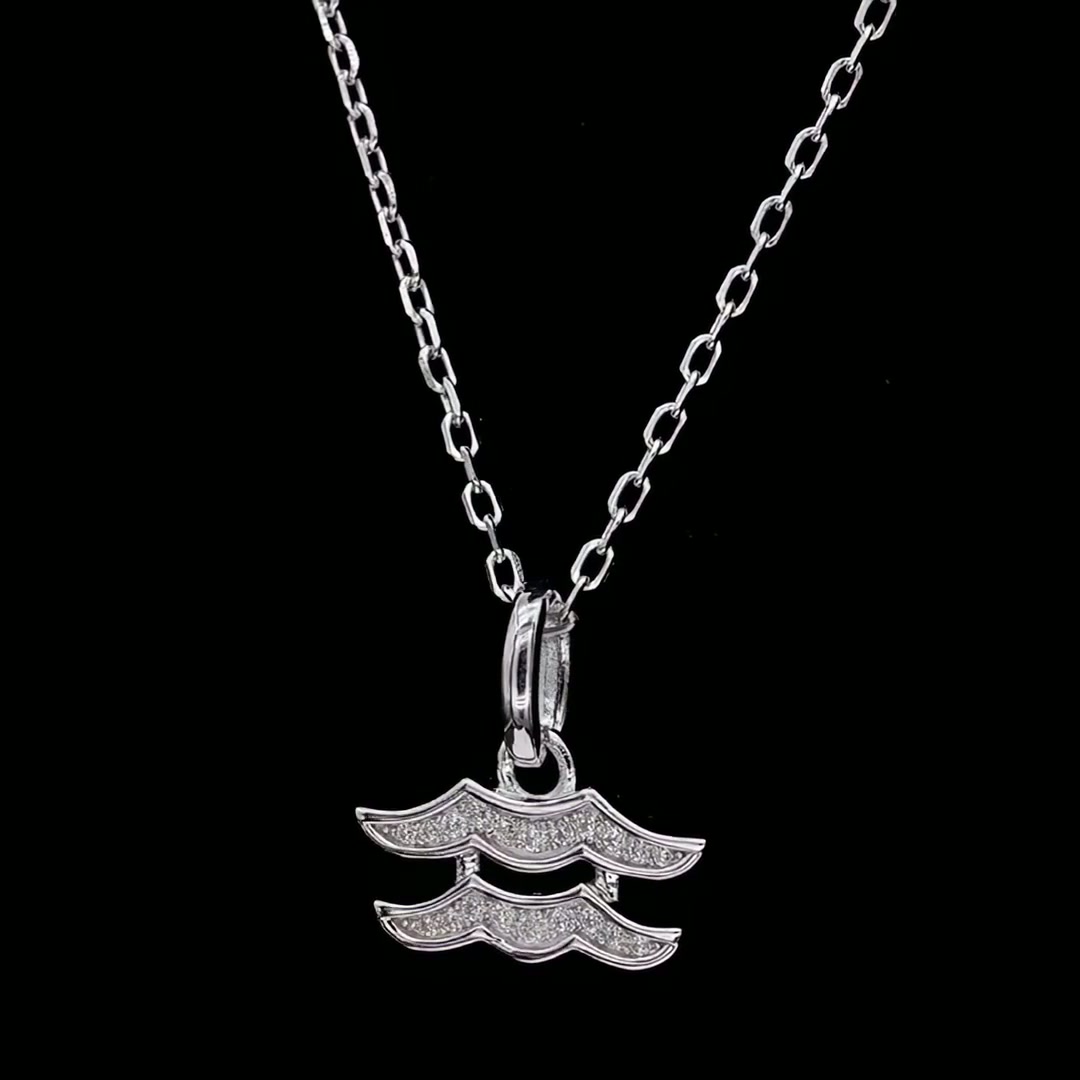Moissanite Aquarius Zodiac Necklace | Minimalist Constellation Pendant for Men Women product video thumbnail