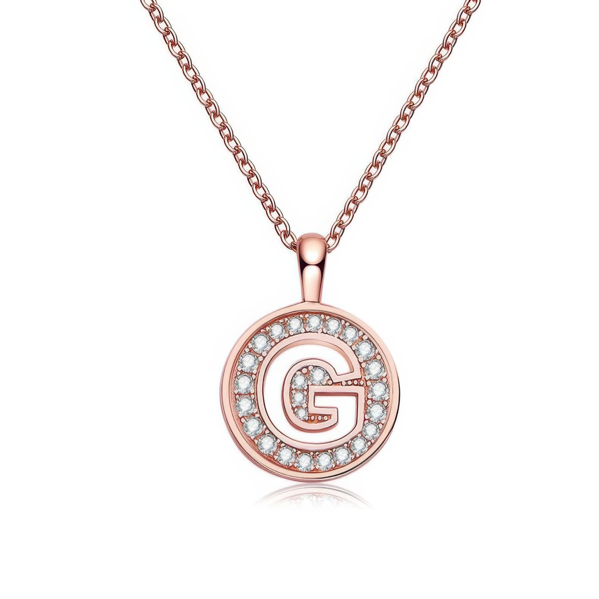 Initial G Moissanite Necklace | 925 Silver Rose Gold Plated Pendant