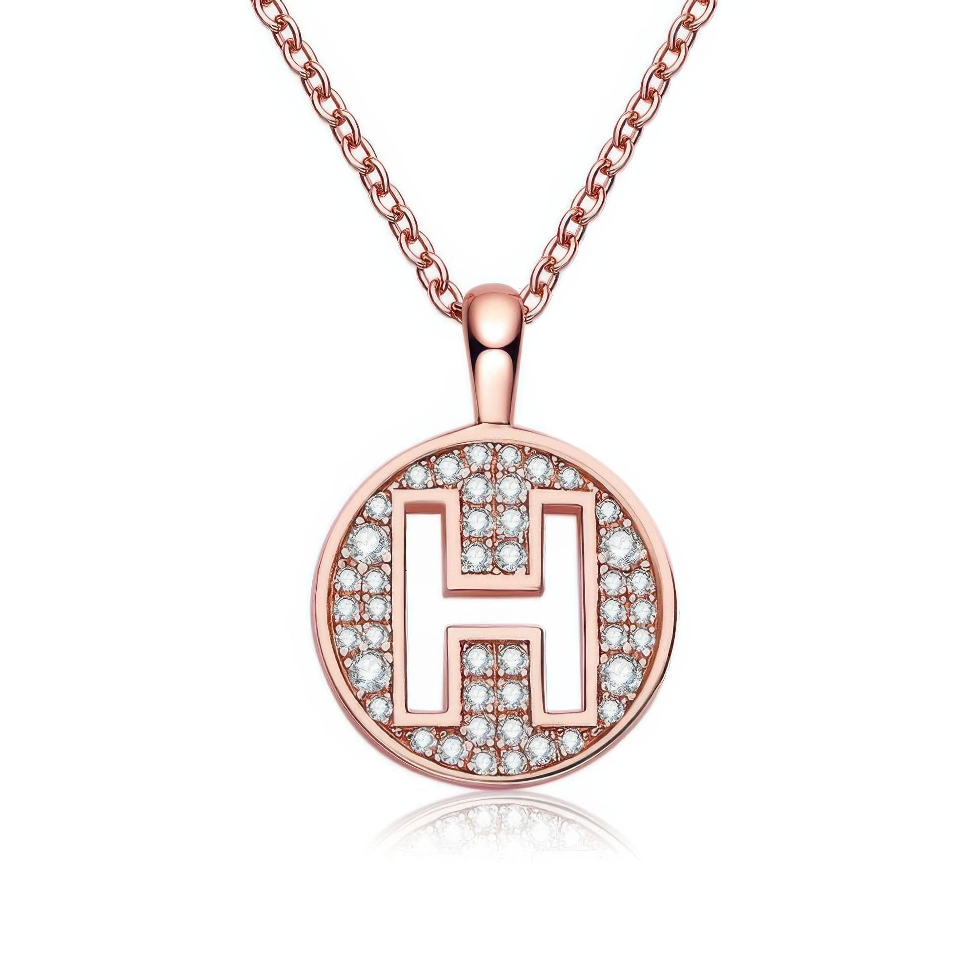 Initial H Moissanite Pendant | 925 Silver Rose Gold Plated Letter Pendant