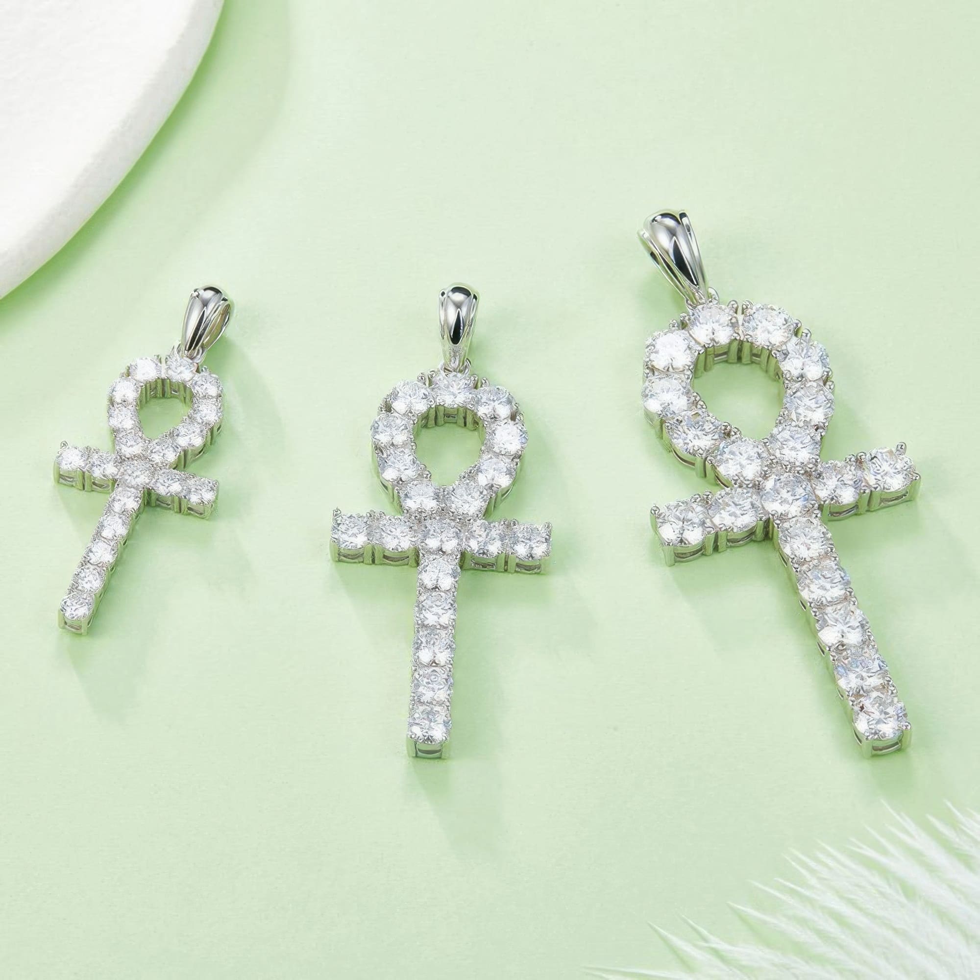 4mm Moissanite Cross Pendant Necklace | Minimalist Geometric Design | White & Yellow Gold - Image 2