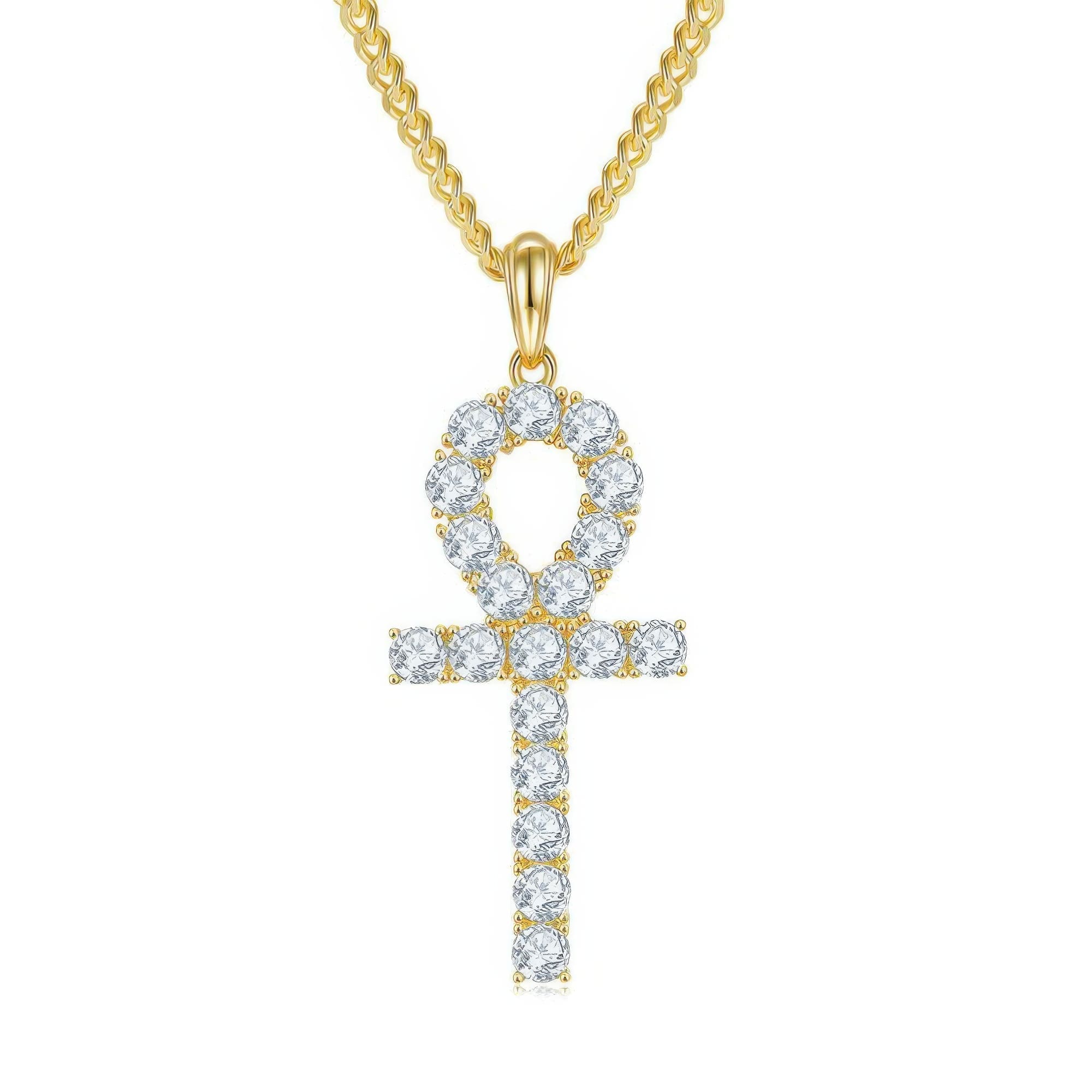 4mm Moissanite Cross Pendant Necklace | Minimalist Geometric Design | White & Yellow Gold - Image 7