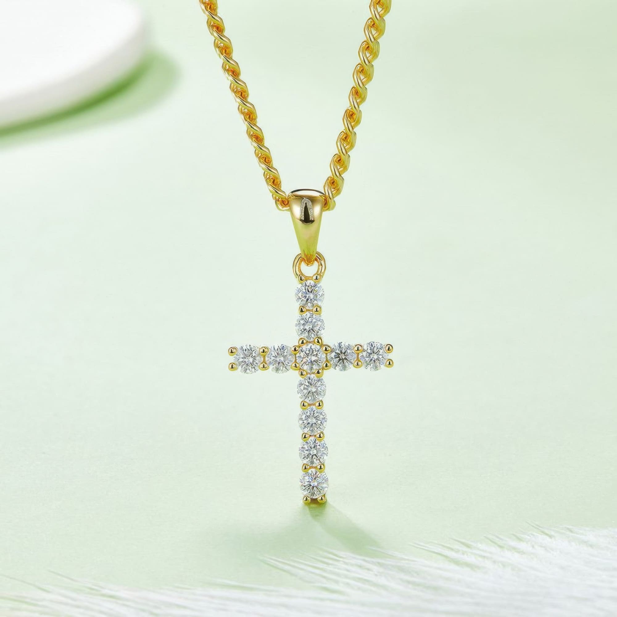 3mm Moissanite Cross Pendant Necklace | Minimalist Moissanite Design - Image 6