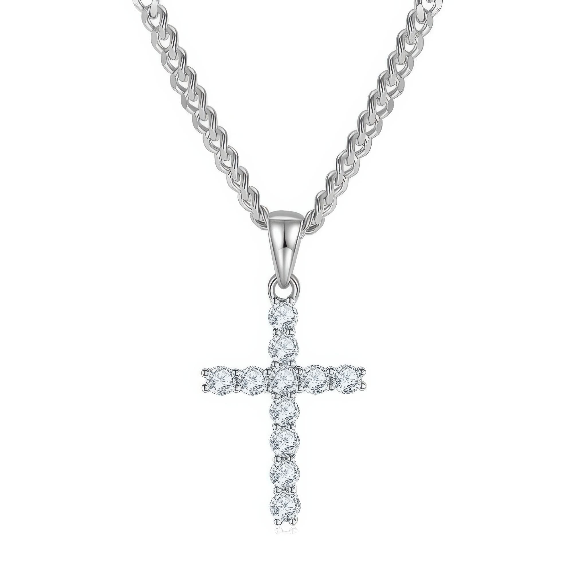 3mm Moissanite Cross Pendant Necklace | Minimalist Moissanite Design
