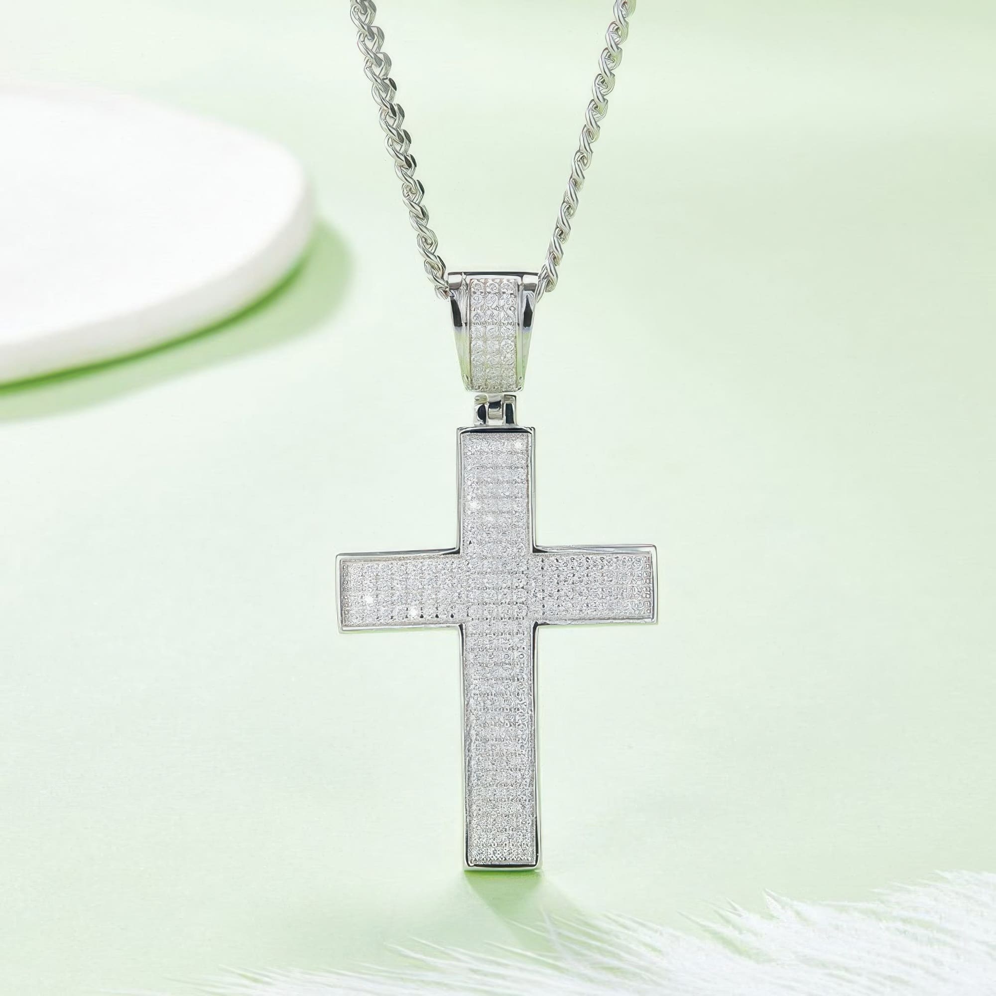 Luxury Men's Moissanite Cross Pendant Necklace | Pave Moissanite D Grade | 925 Sterling - Image 3