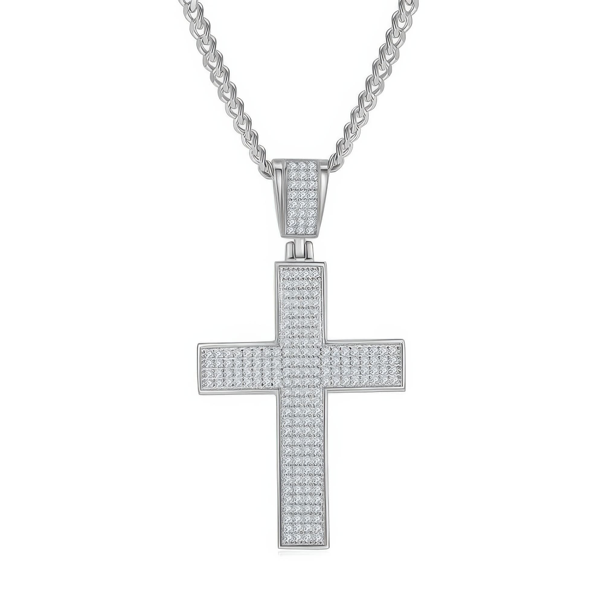 Luxury Men's Moissanite Cross Pendant Necklace | Pave Moissanite D Grade | 925 Sterling