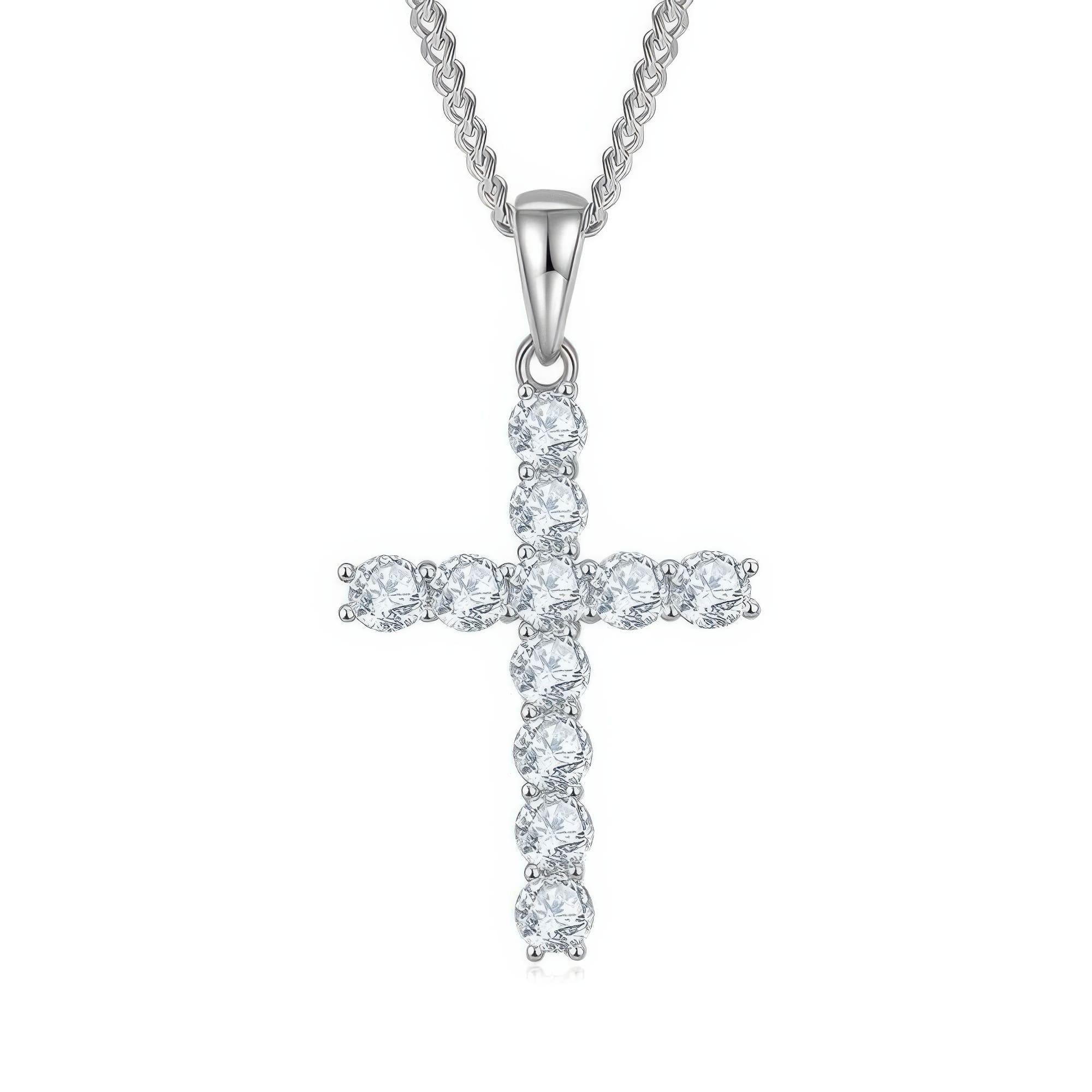 Modern Moissanite Cross Pendant Necklace | Geometric Design Moissanite D Color