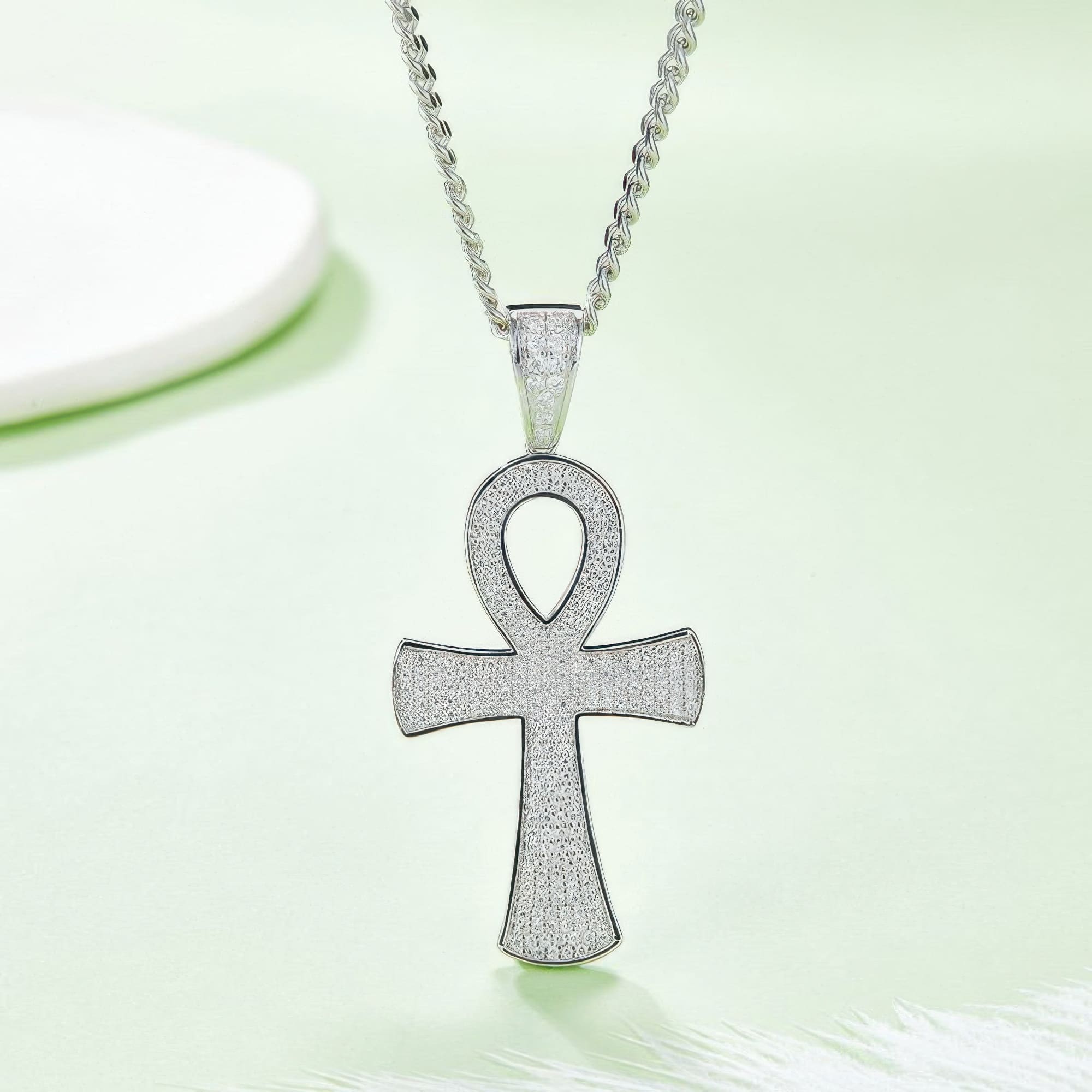Modern Moissanite Cross Pendant Necklace | 925 Sterling Silver Geometric Design for Men - Image 3