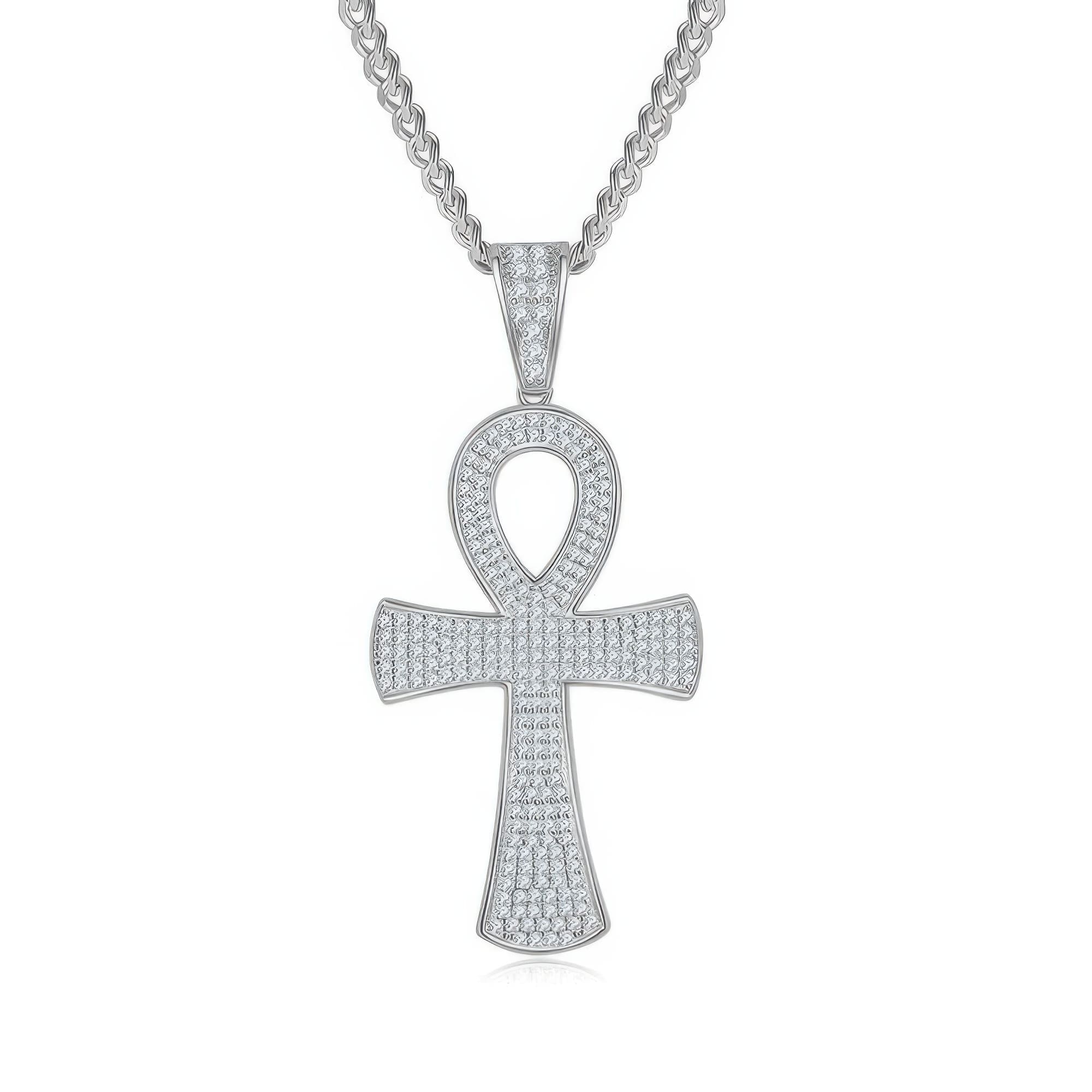Modern Moissanite Cross Pendant Necklace | 925 Sterling Silver Geometric Design for Men